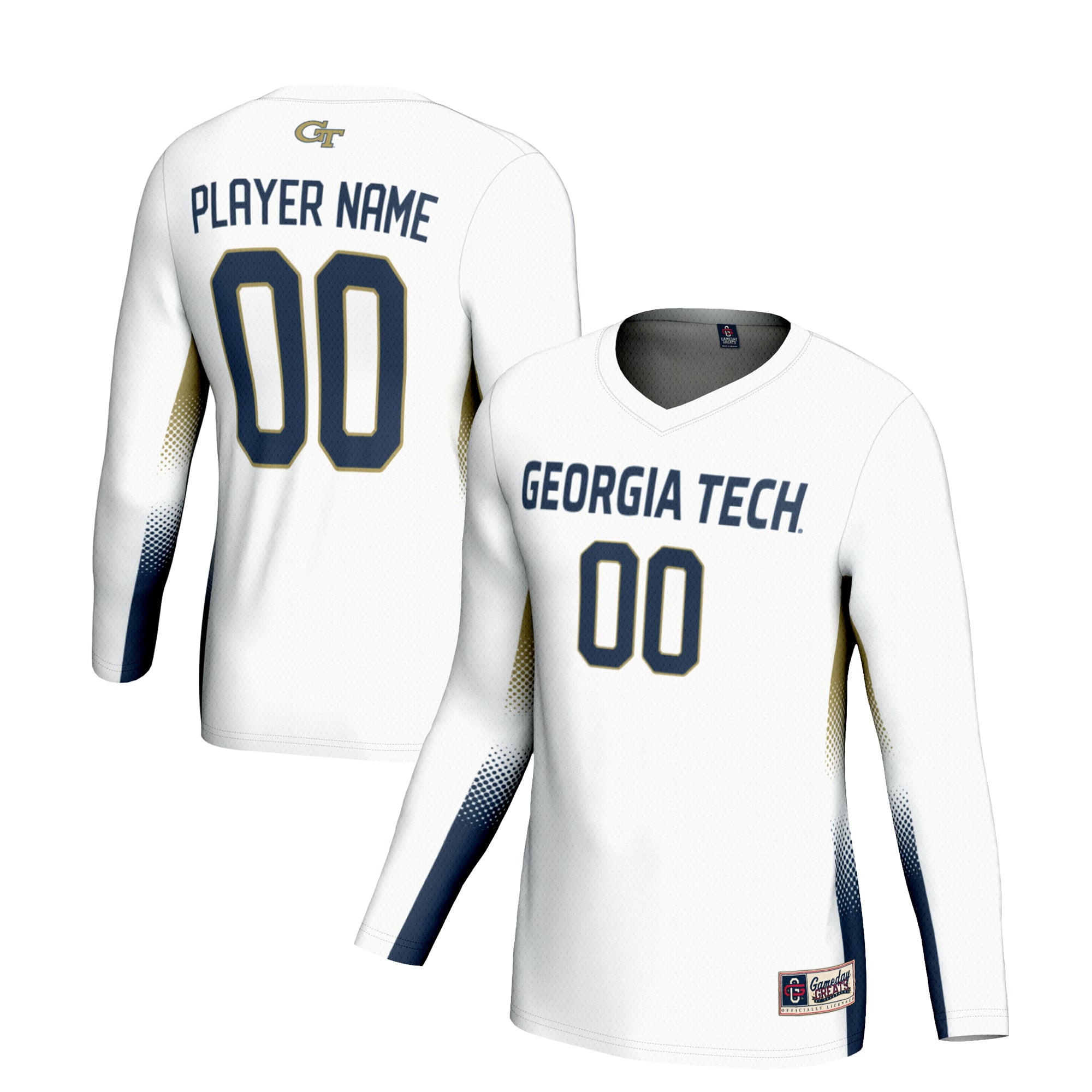 Georgia Tech Yellow Jackets Youth Lightweight Volleyball Jersey White - front and back view