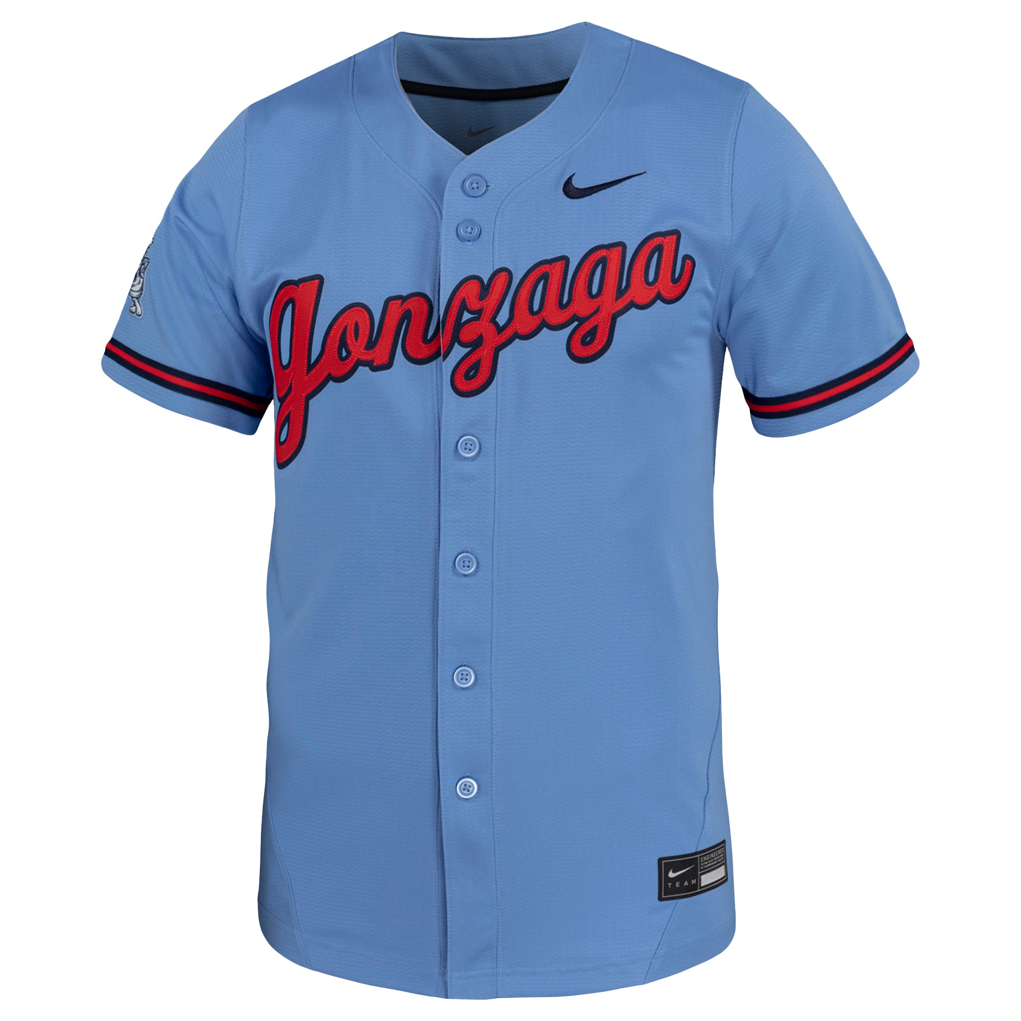 Gonzaga Bulldogs Baseball Jersey Light Blue - front view