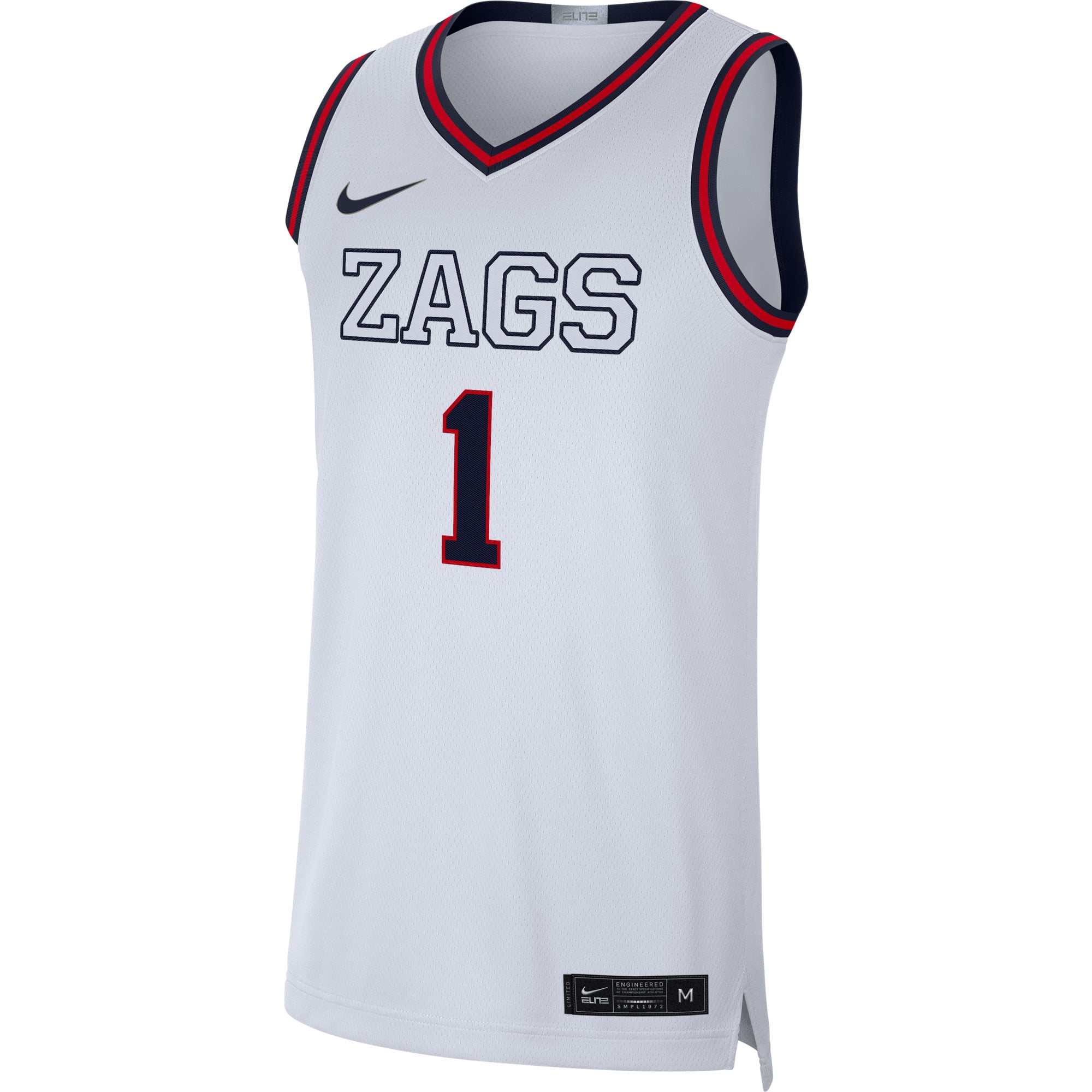 # Gonzaga Bulldogs Basketball Jersey White - front view
