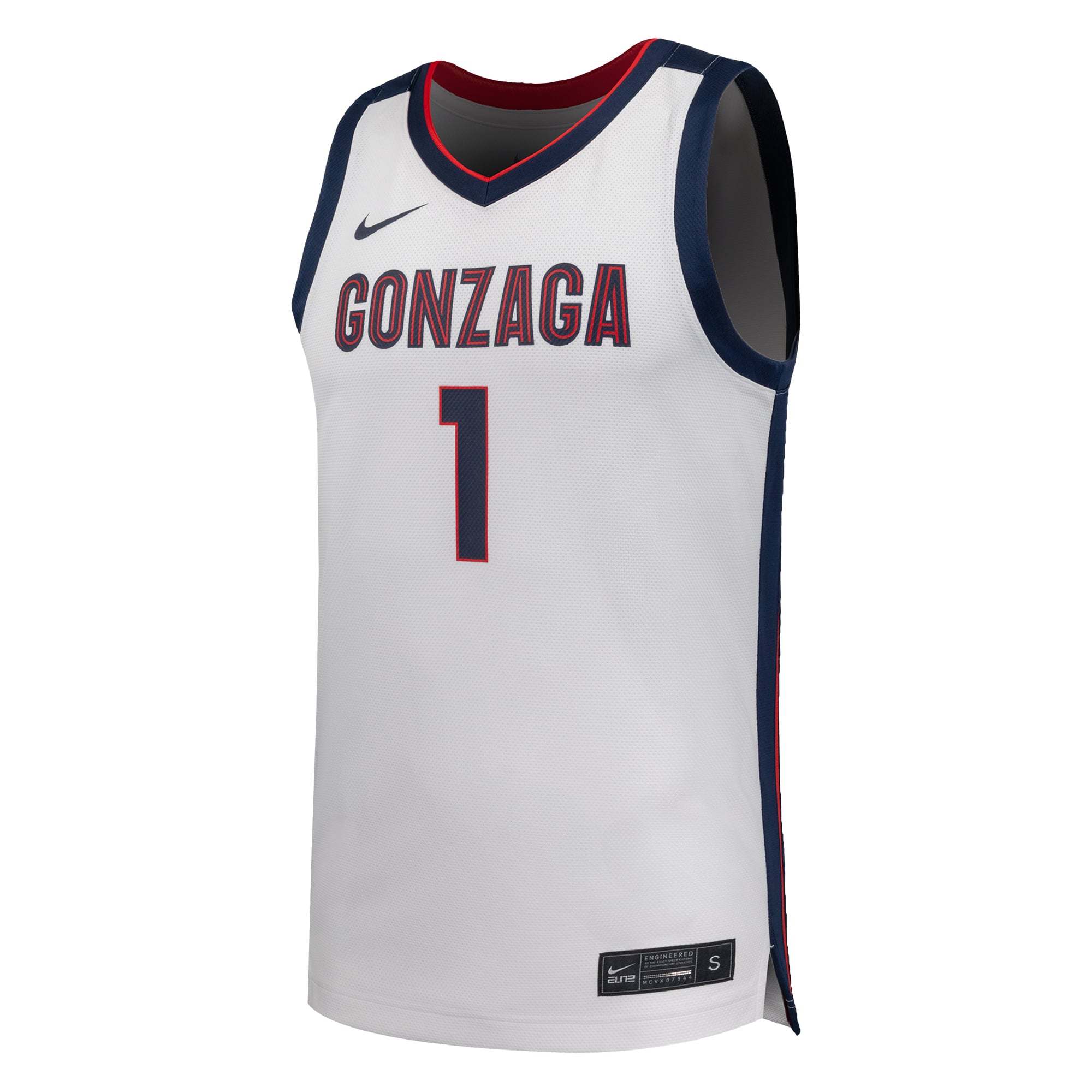 #1 Gonzaga Bulldogs Basketball Jersey White - front view