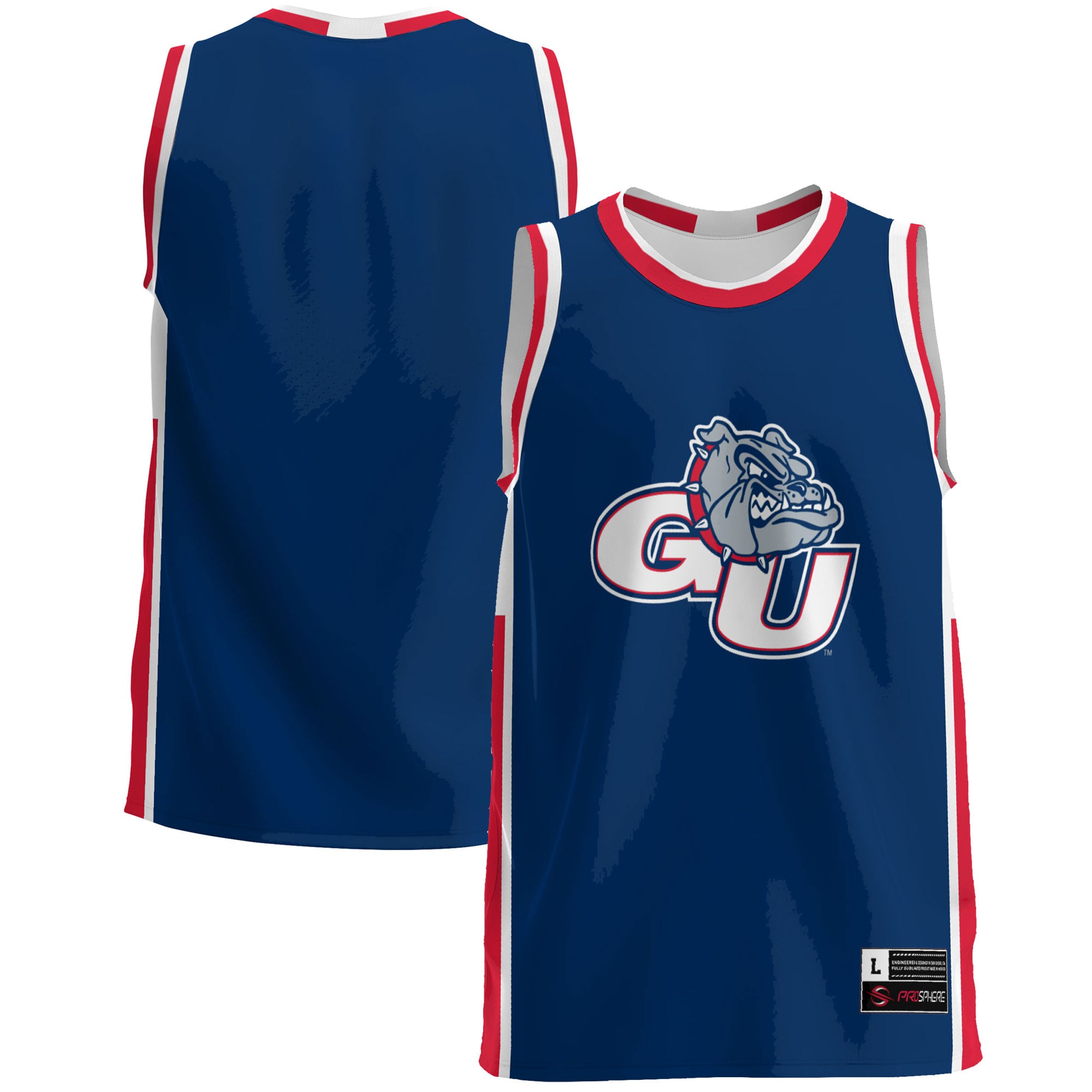 Gonzaga Bulldogs Lightweight Basketball Jersey Blue - front and back view