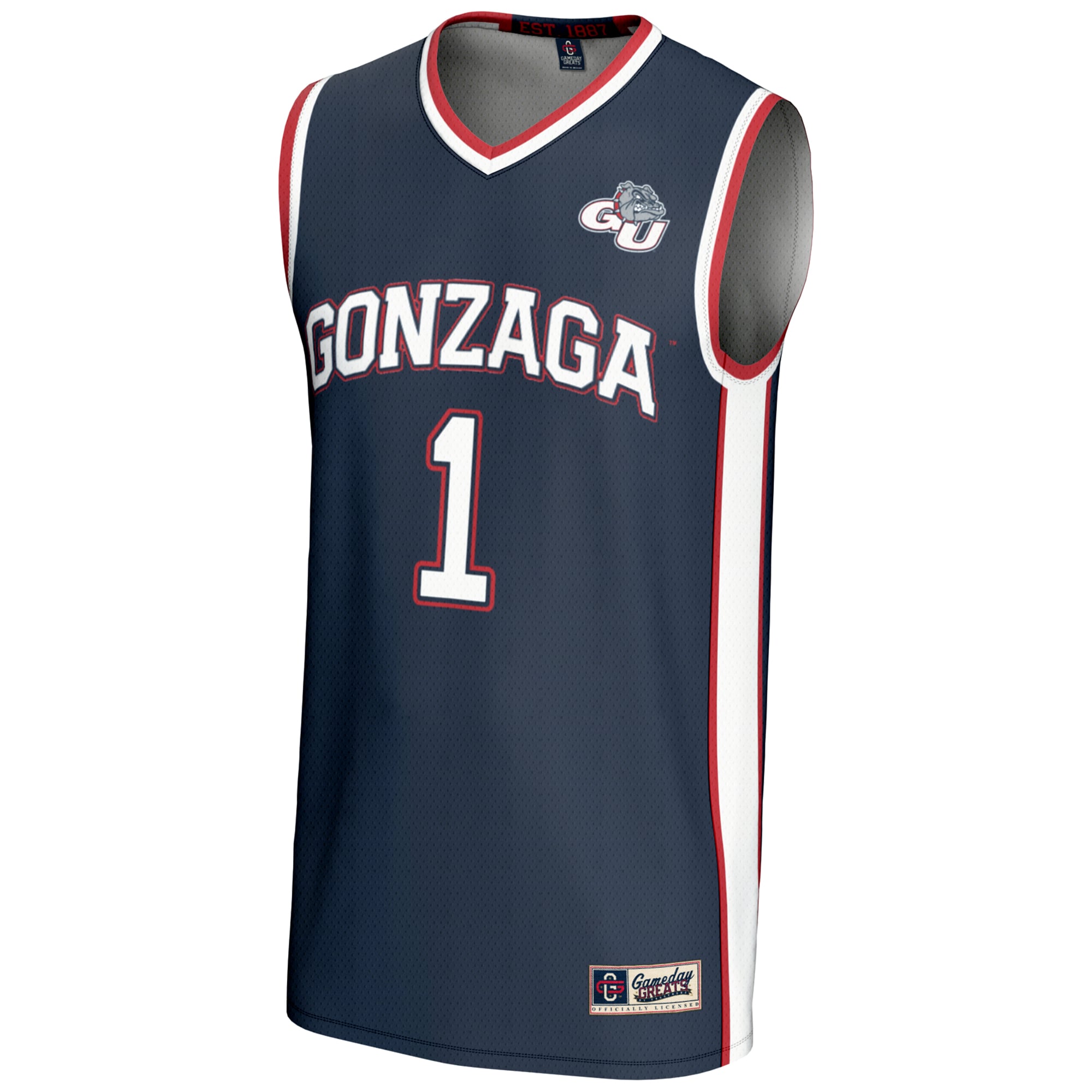 #1 Gonzaga Bulldogs Lightweight Basketball Jersey Navy - front view