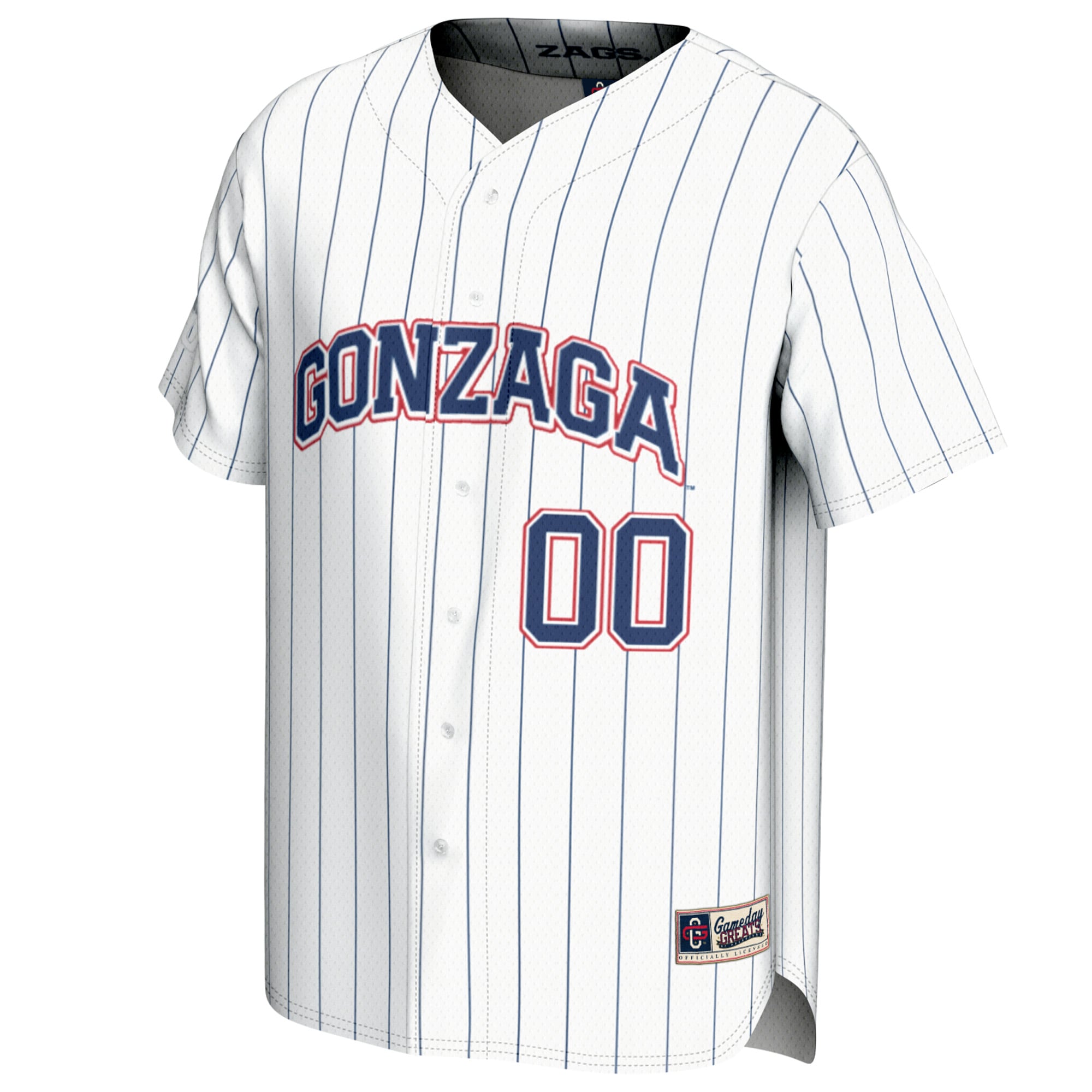 Gonzaga Bulldogs Unisex Baseball Lightweight Jersey White - front view