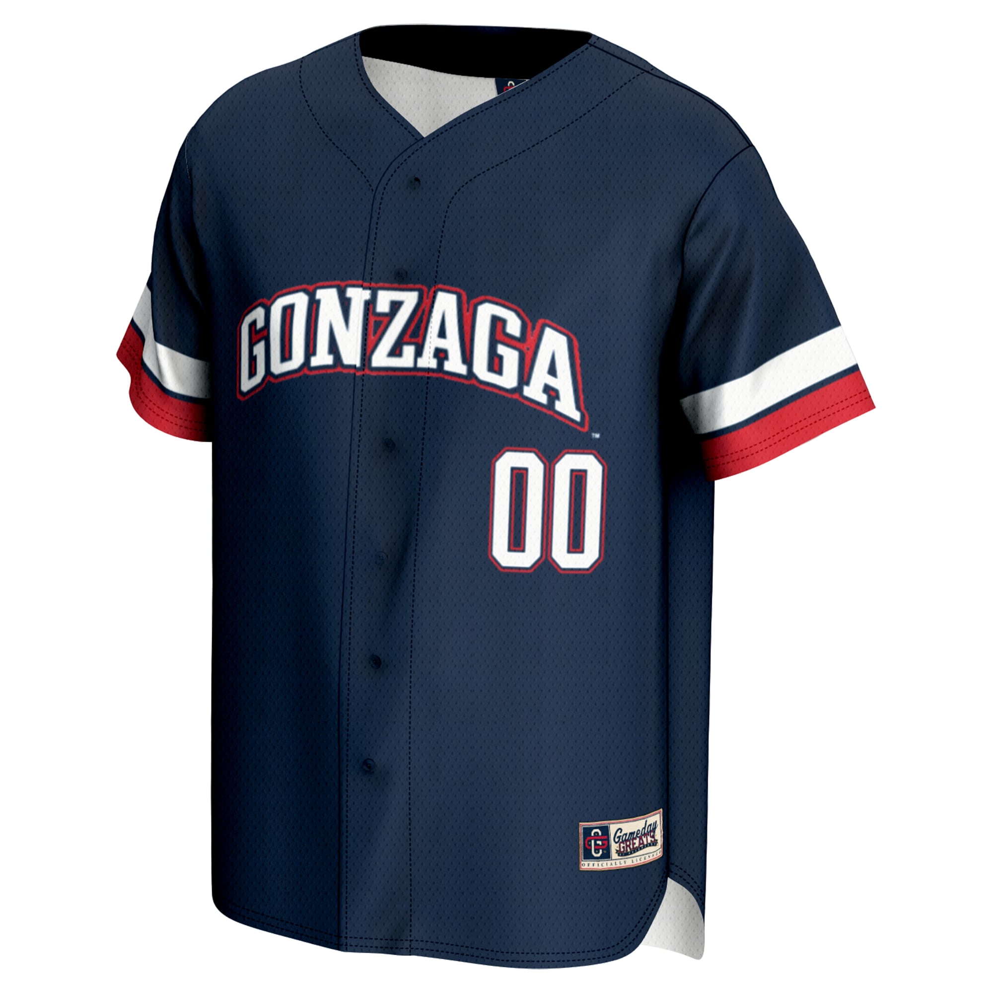 Gonzaga Bulldogs Unisex Lightweight Baseball Jersey Navy - front view