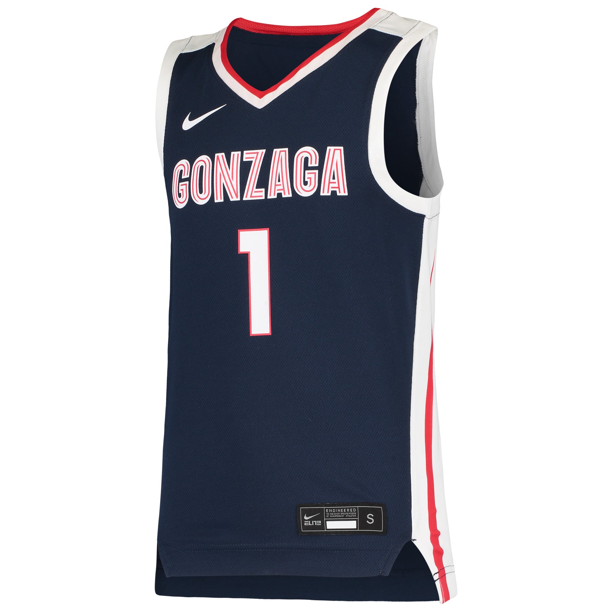 #1 Gonzaga Bulldogs Youth Team Basketball Jersey Navy - front view