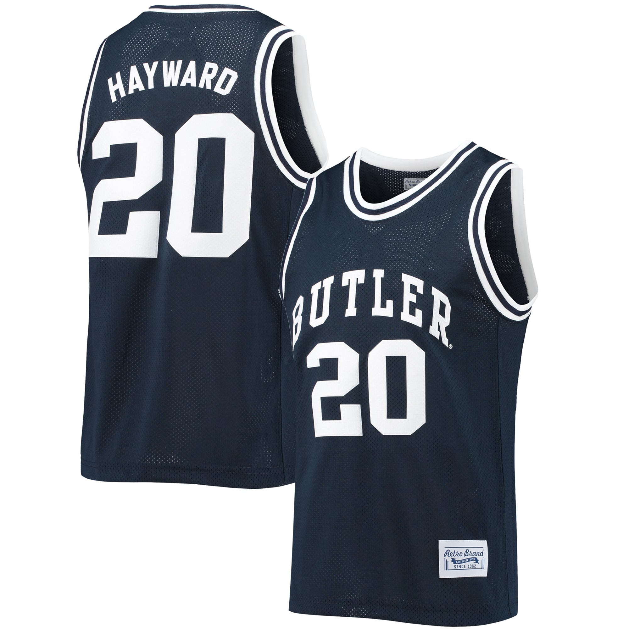 Gordon Hayward Butler Bulldogs Basketball Jersey Navy - front and back view