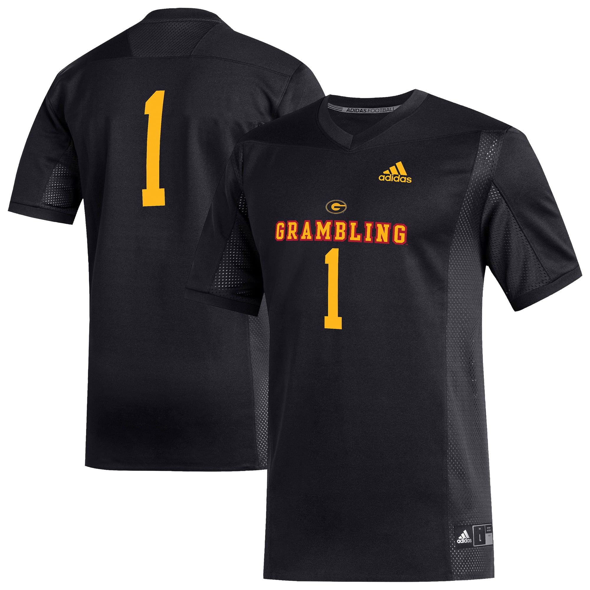 #1 Grambling Tigers Football Jersey Black - front and back view