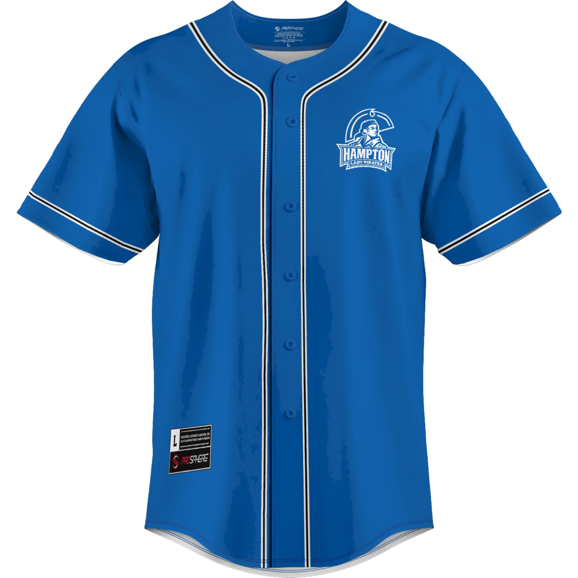 Hampton Pirates Lightweight Baseball Jersey Blue - front view