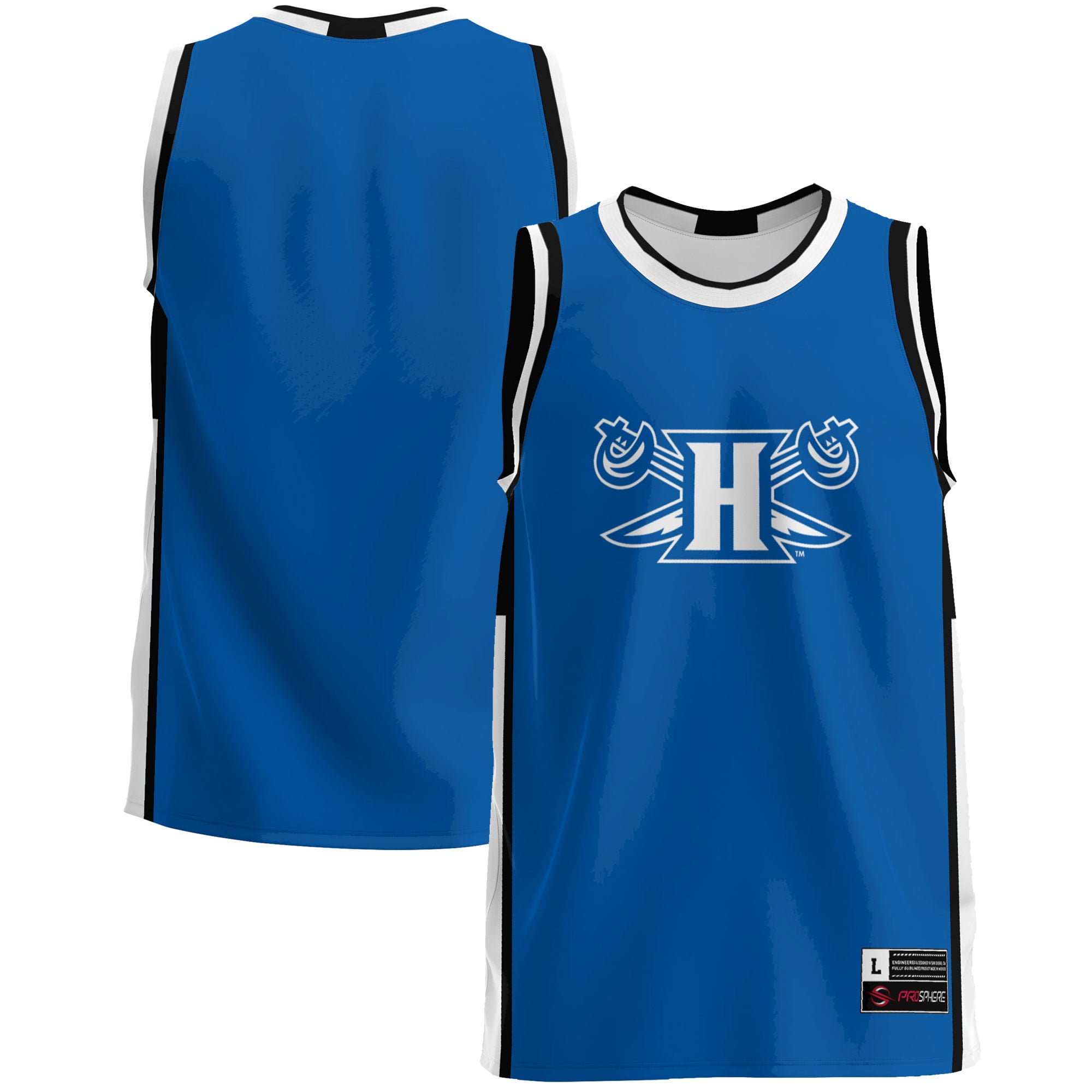 Hampton Pirates Lightweight Basketball Jersey Blue - front and back view