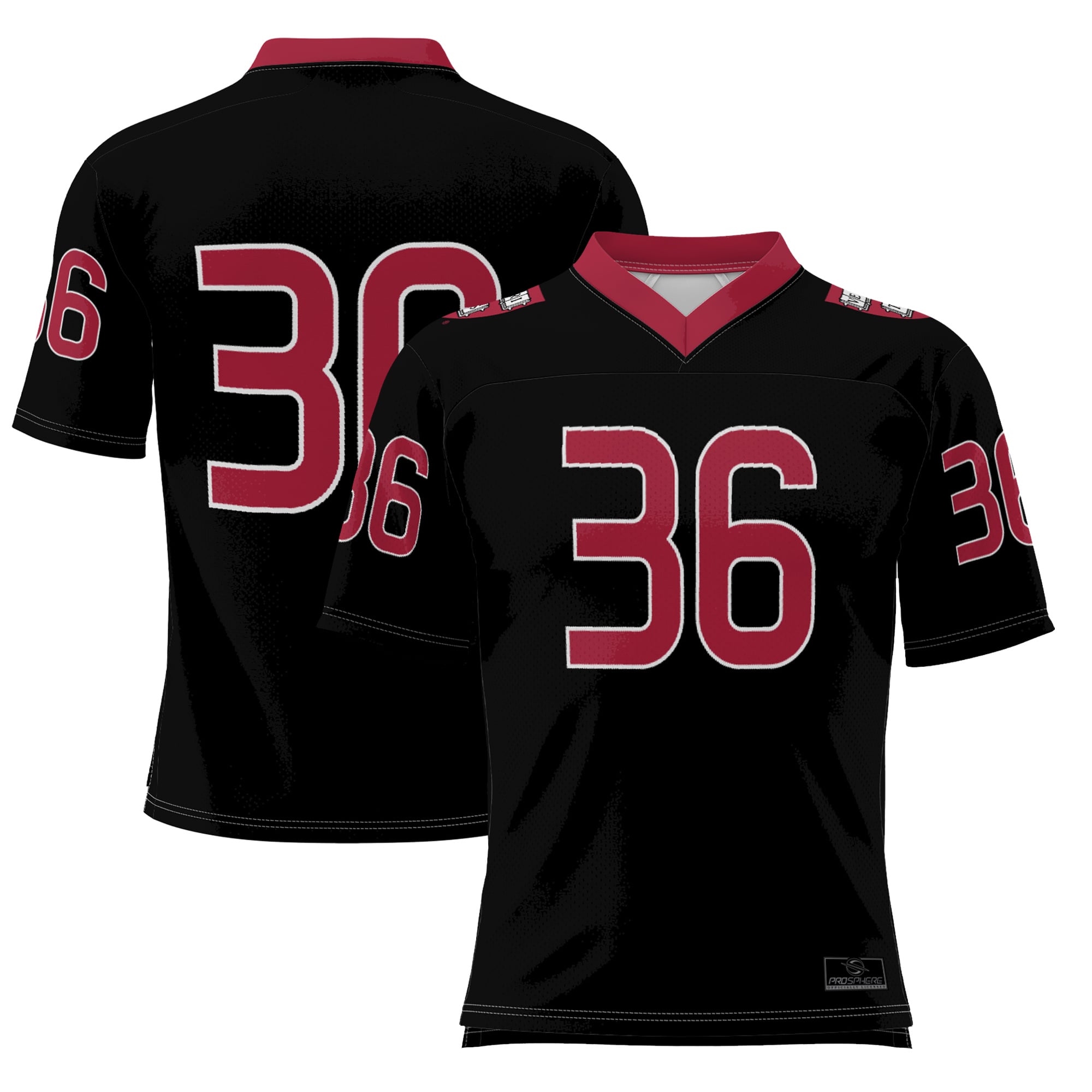 #36 Harvard Crimson Football Jersey Black - front and back view