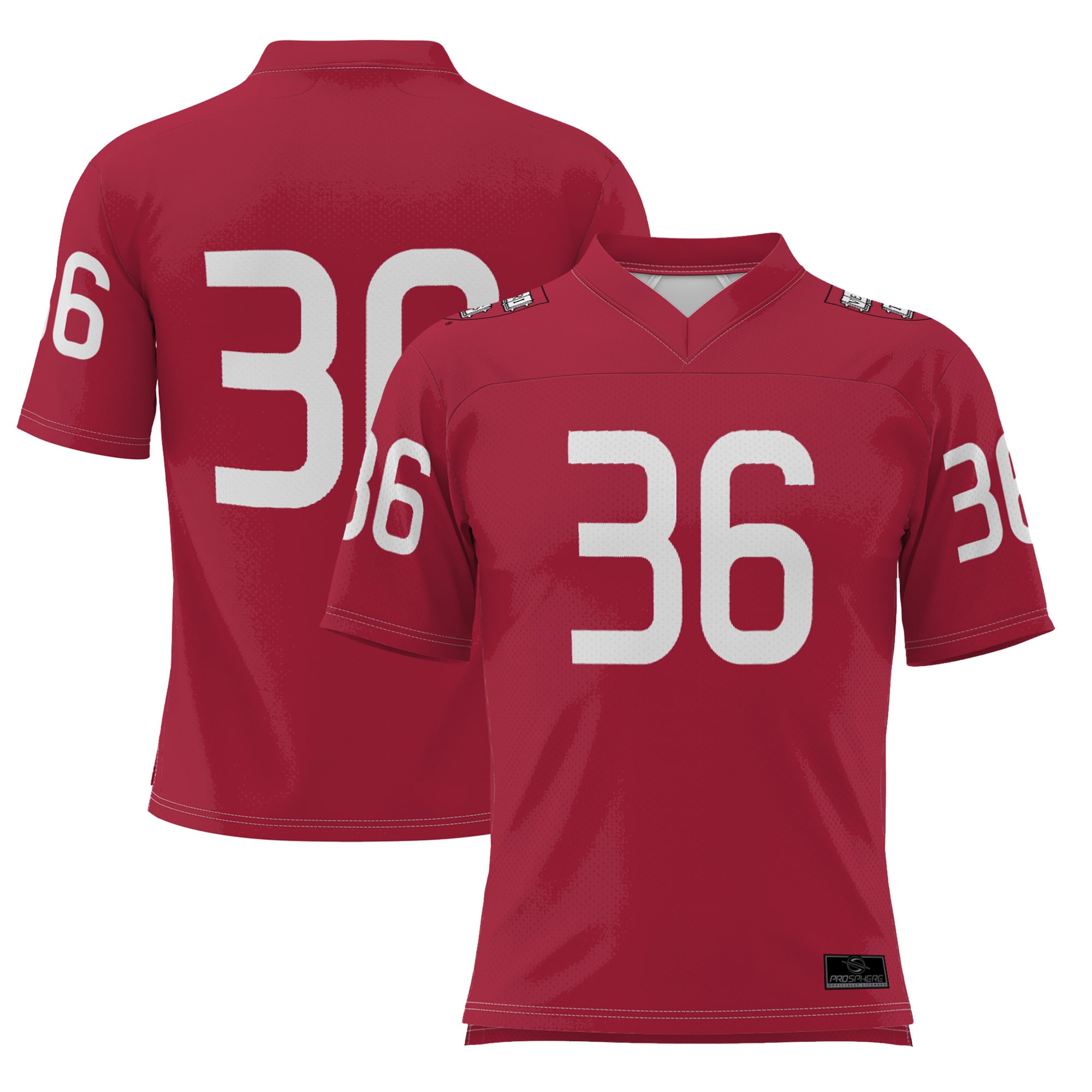 #36 Harvard Crimson Football Jersey Crimson - front and back view