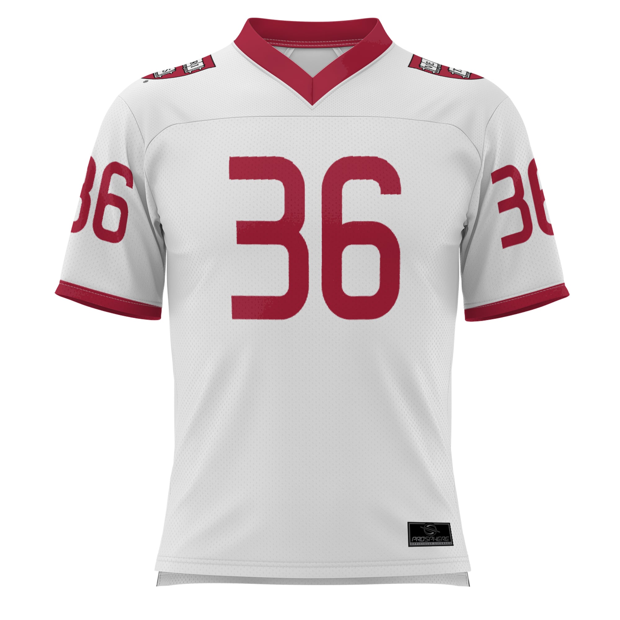 #36 Harvard Crimson Youth Football Jersey White - front view