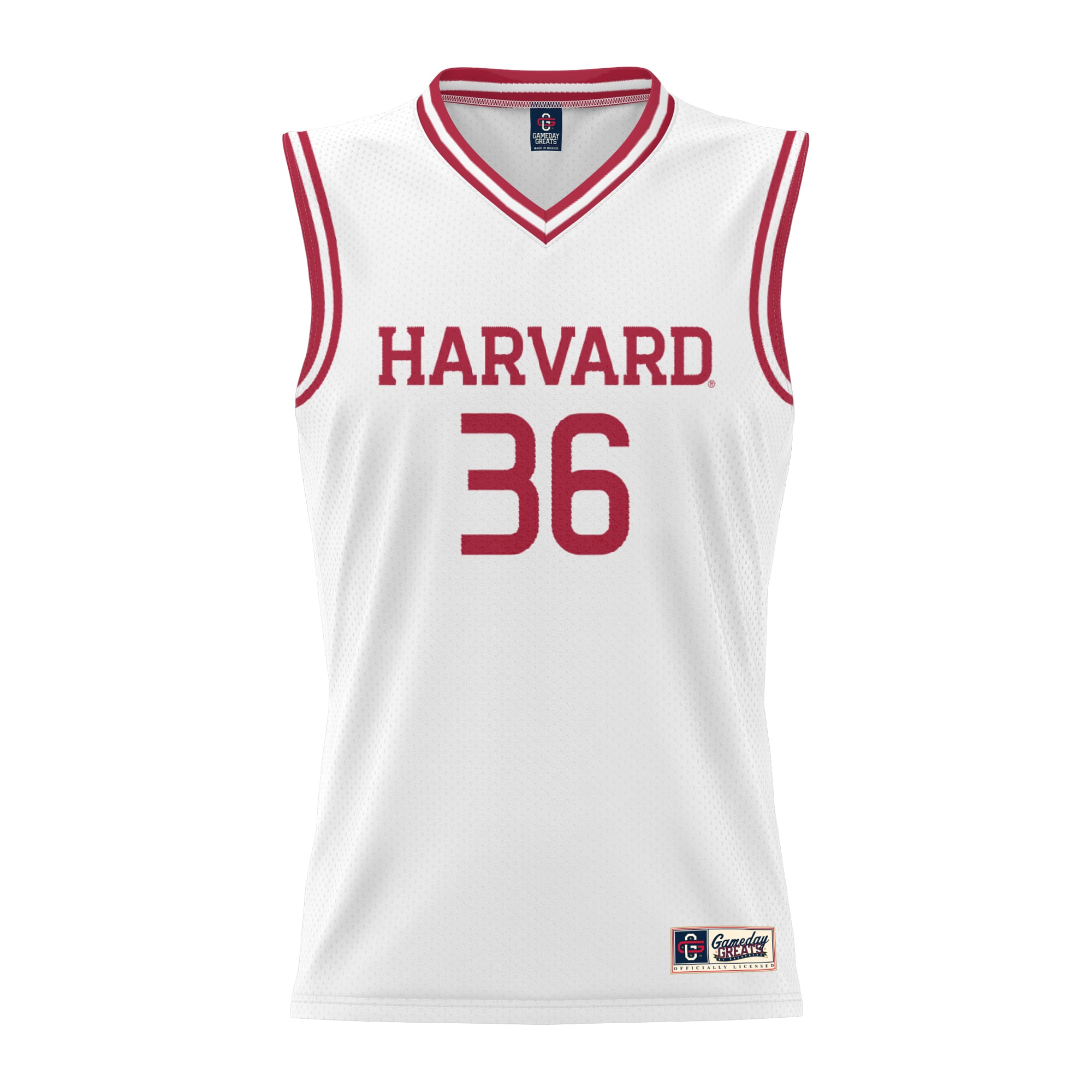 #36 Harvard Crimson Lightweight Basketball Jersey White - front view