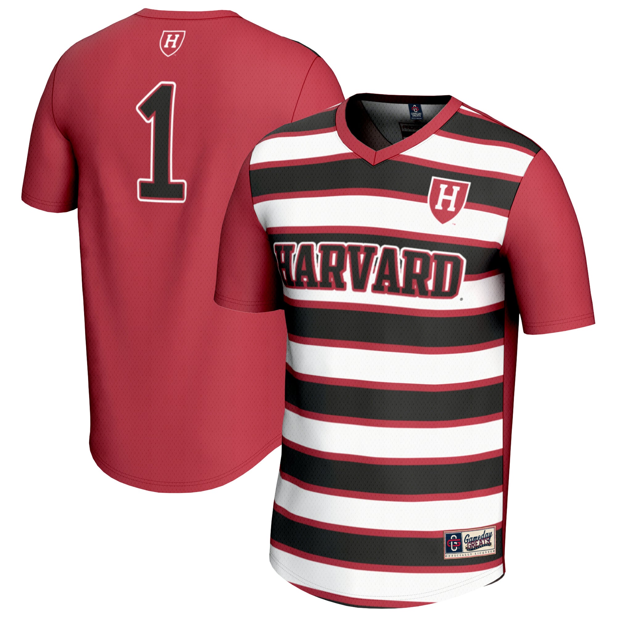 #1 Harvard Crimson Unisex Lightweight Soccer Fashion Jersey Crimson - front and back view