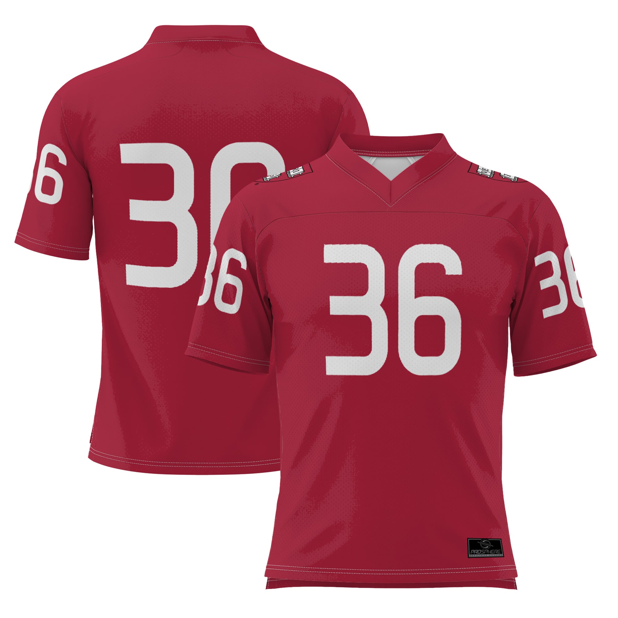 #36 Harvard Crimson Youth Football Jersey Crimson - front and back view