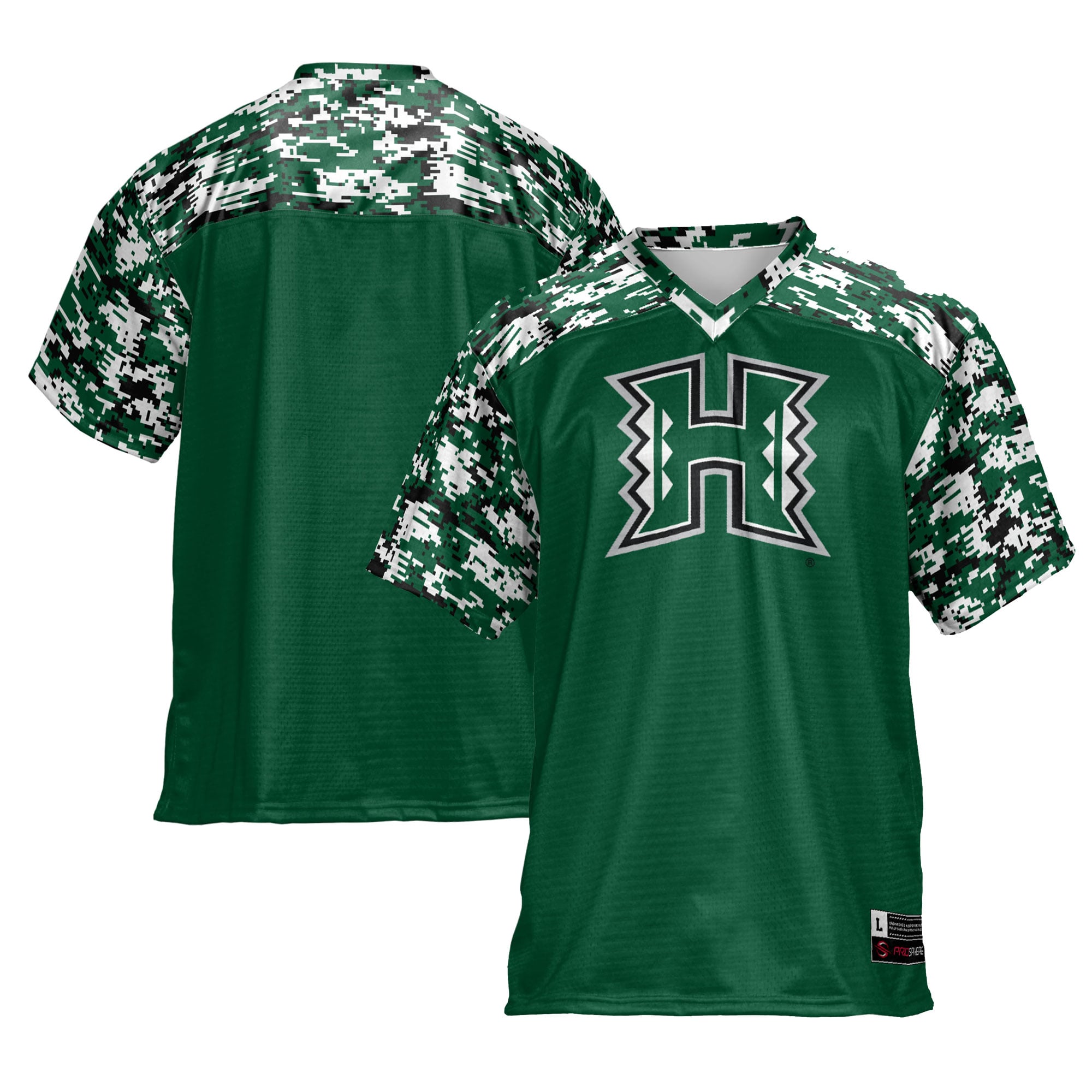 Hawaii Rainbow Warriors Football Jersey Green - front and back view