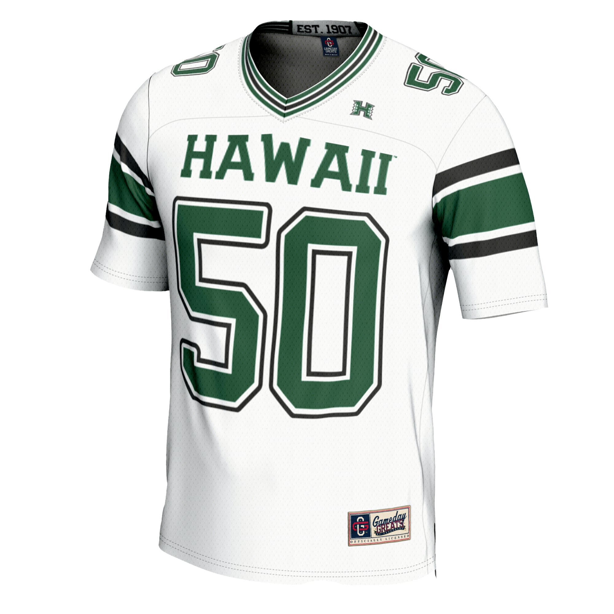 #1 Hawaii Rainbow Warriors Football Jersey White - front view