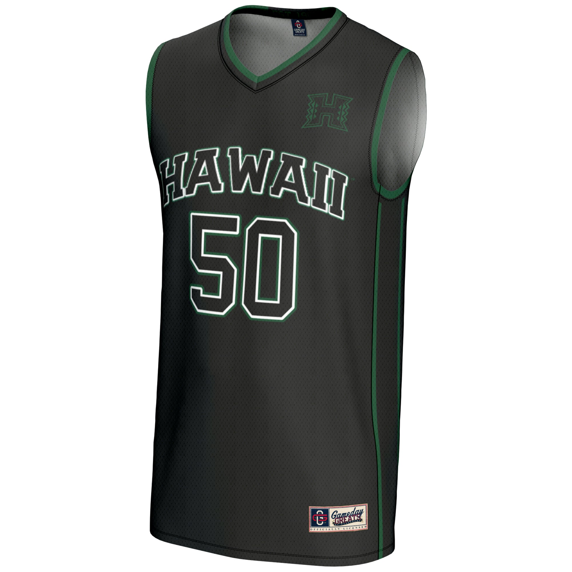 #50 Hawaii Rainbow Warriors Unisex Lightweight Basketball Jersey Black - front view