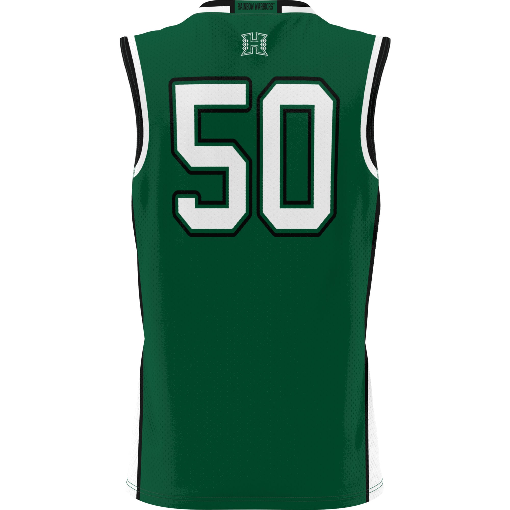 #50 Hawaii Rainbow Warriors Unisex Lightweight Basketball Jersey Green - back view