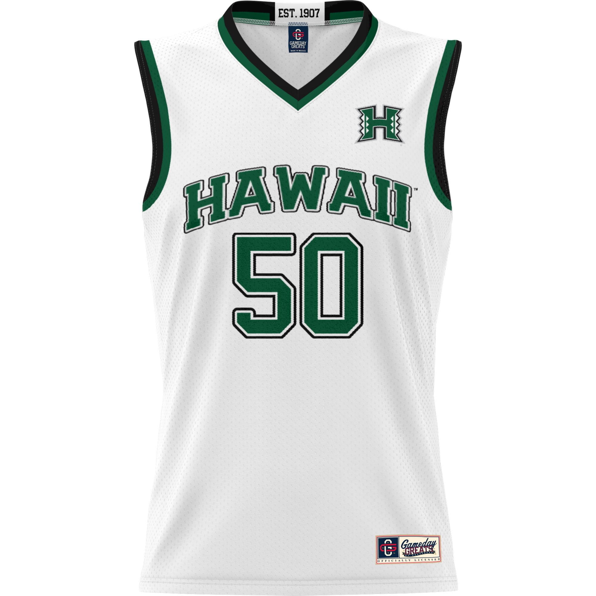 #50 Hawaii Rainbow Warriors Youth Lightweight Basketball Jersey White - front view