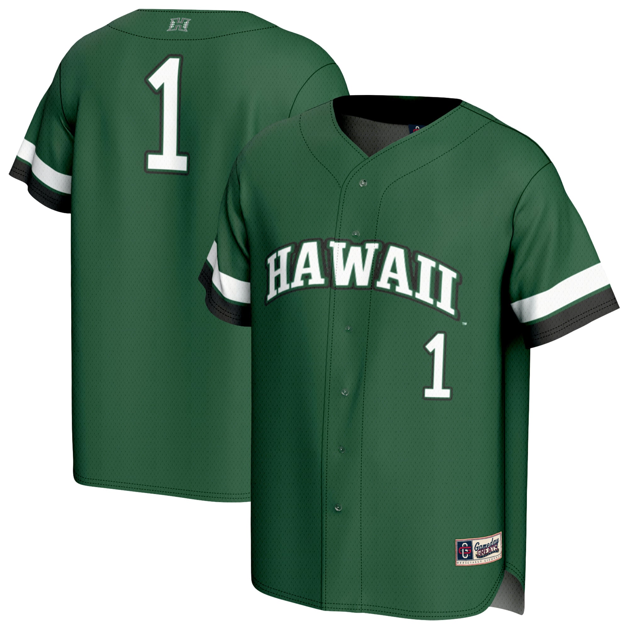 #1 Hawaii Rainbow Warriors Unisex Lightweight Collegiate Baseball Fashion - front and back view