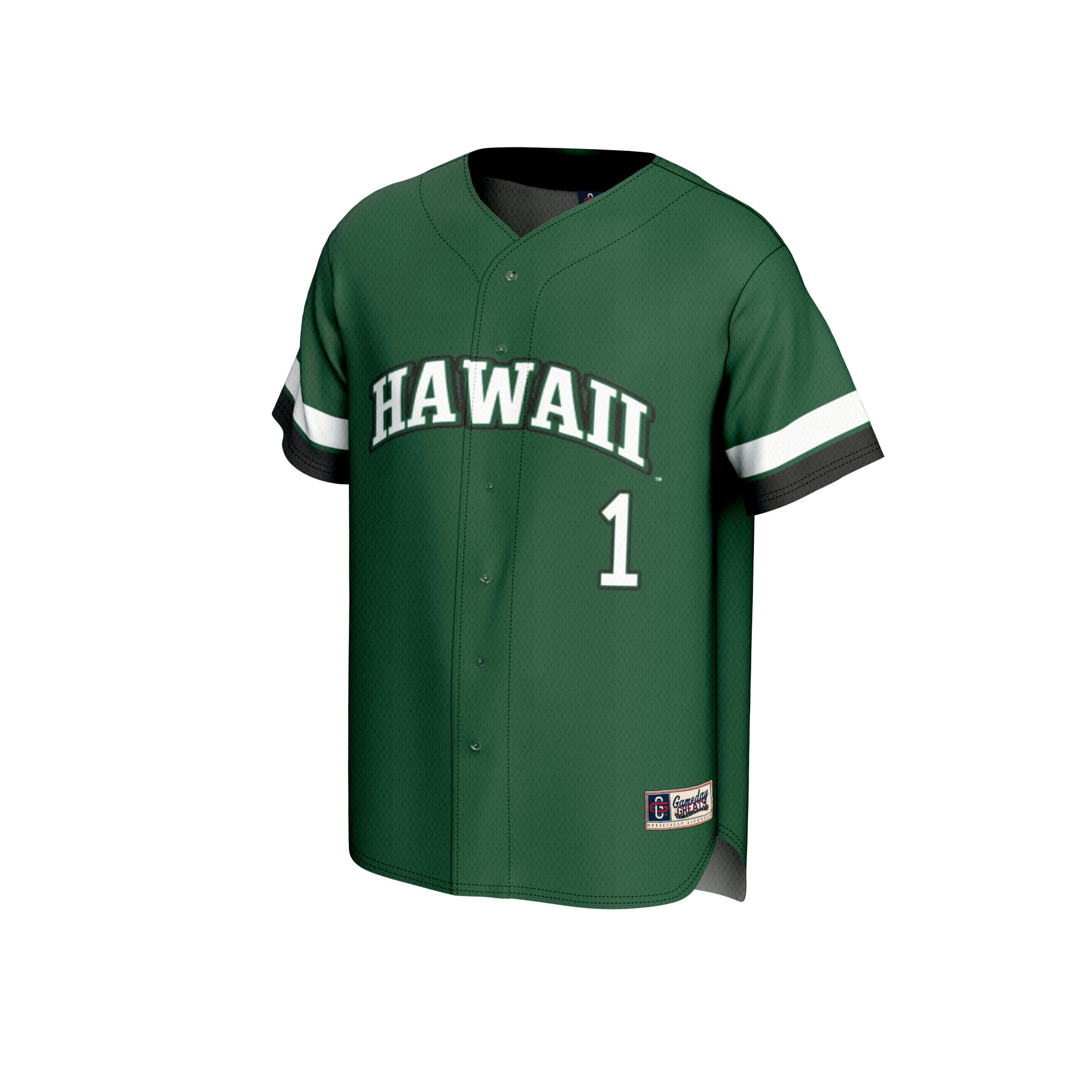 #1 Hawaii Rainbow Warriors Unisex Lightweight Collegiate Baseball Fashion Jersey Green - front view