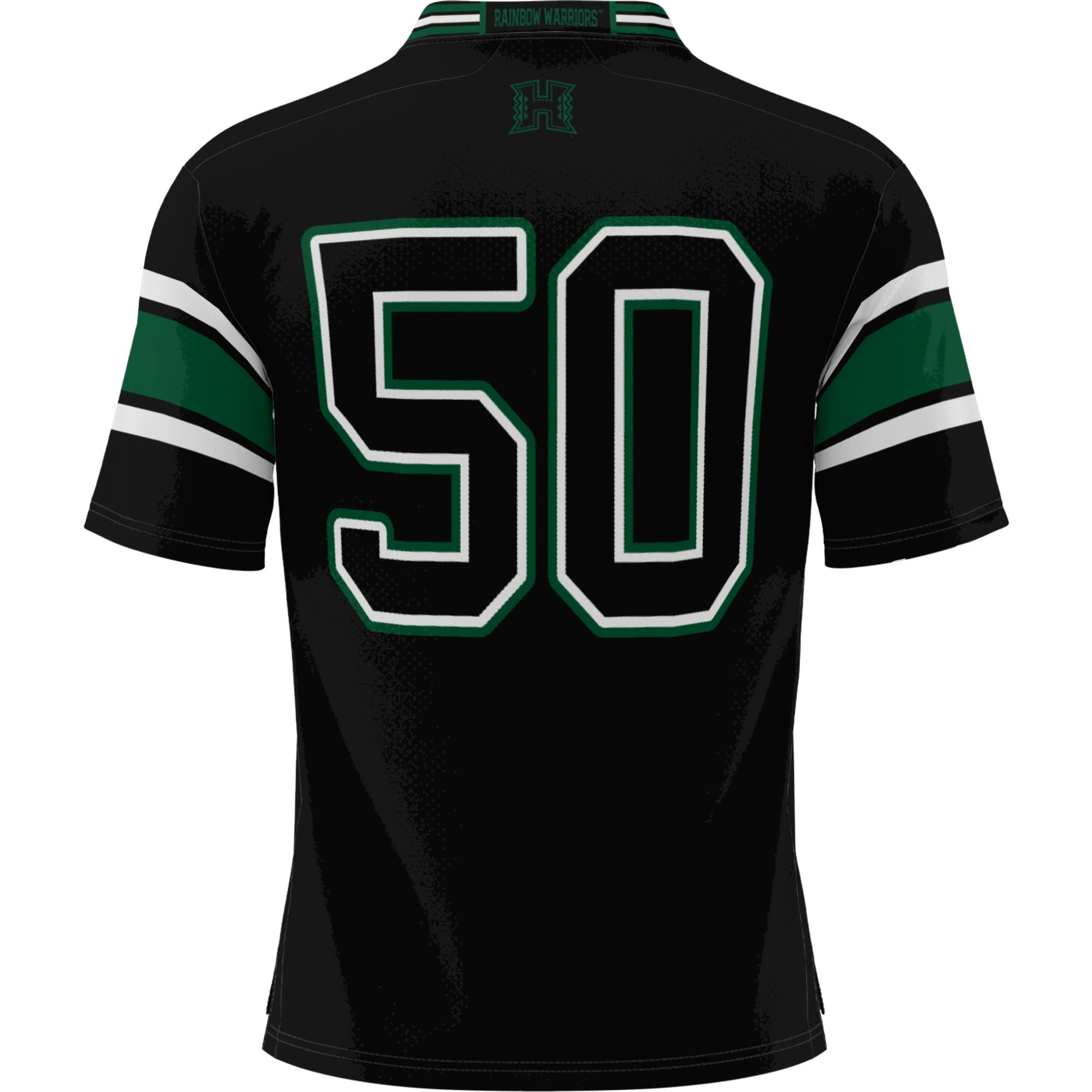 #50 Hawaii Rainbow Warriors Youth Football Jersey Black - back view