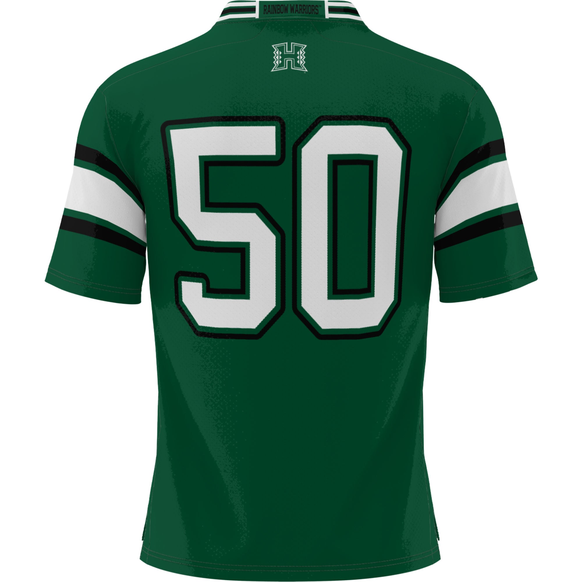 #50 Hawaii Rainbow Warriors Youth Football Jersey Green - back view