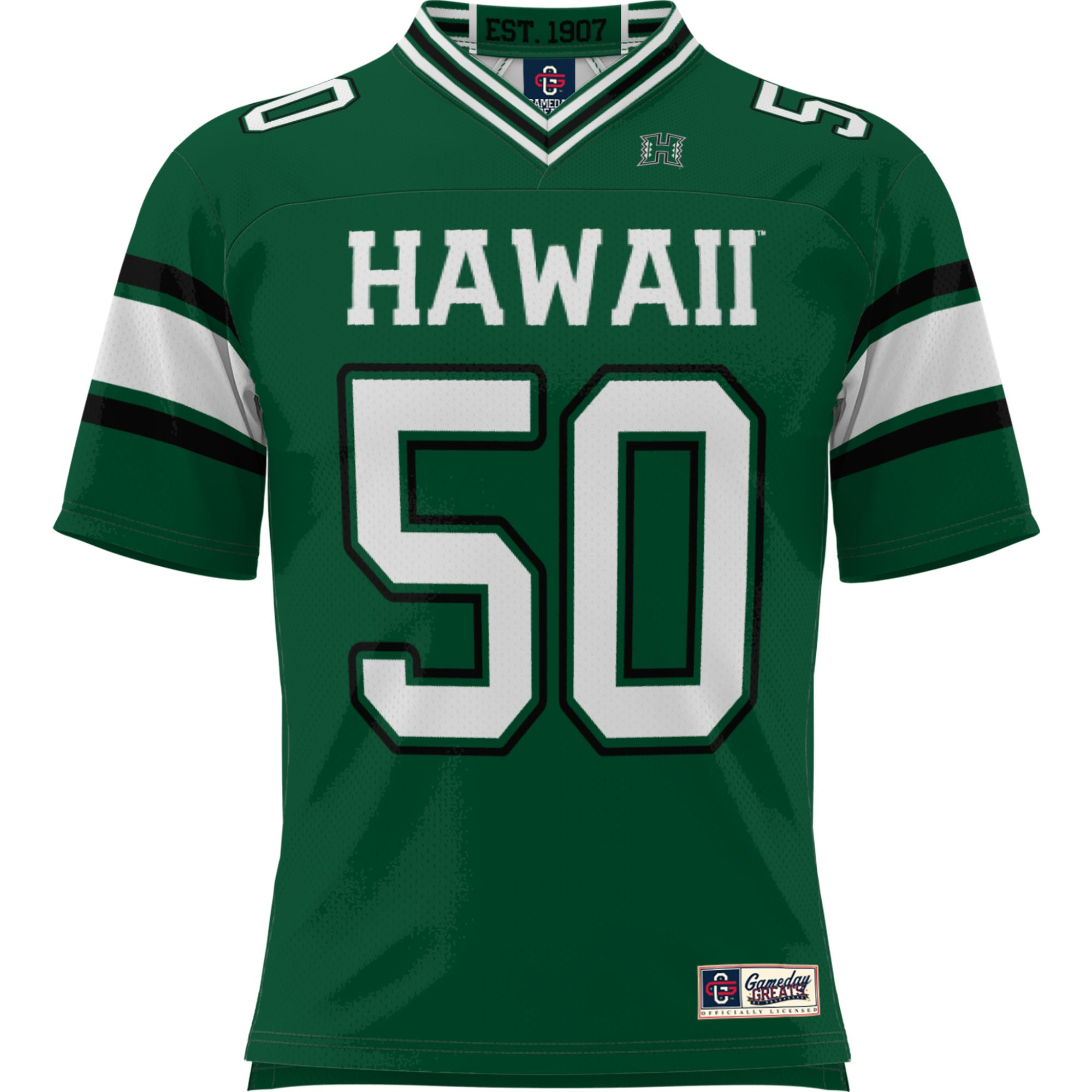 #50 Hawaii Rainbow Warriors Youth Football Jersey Green - front view