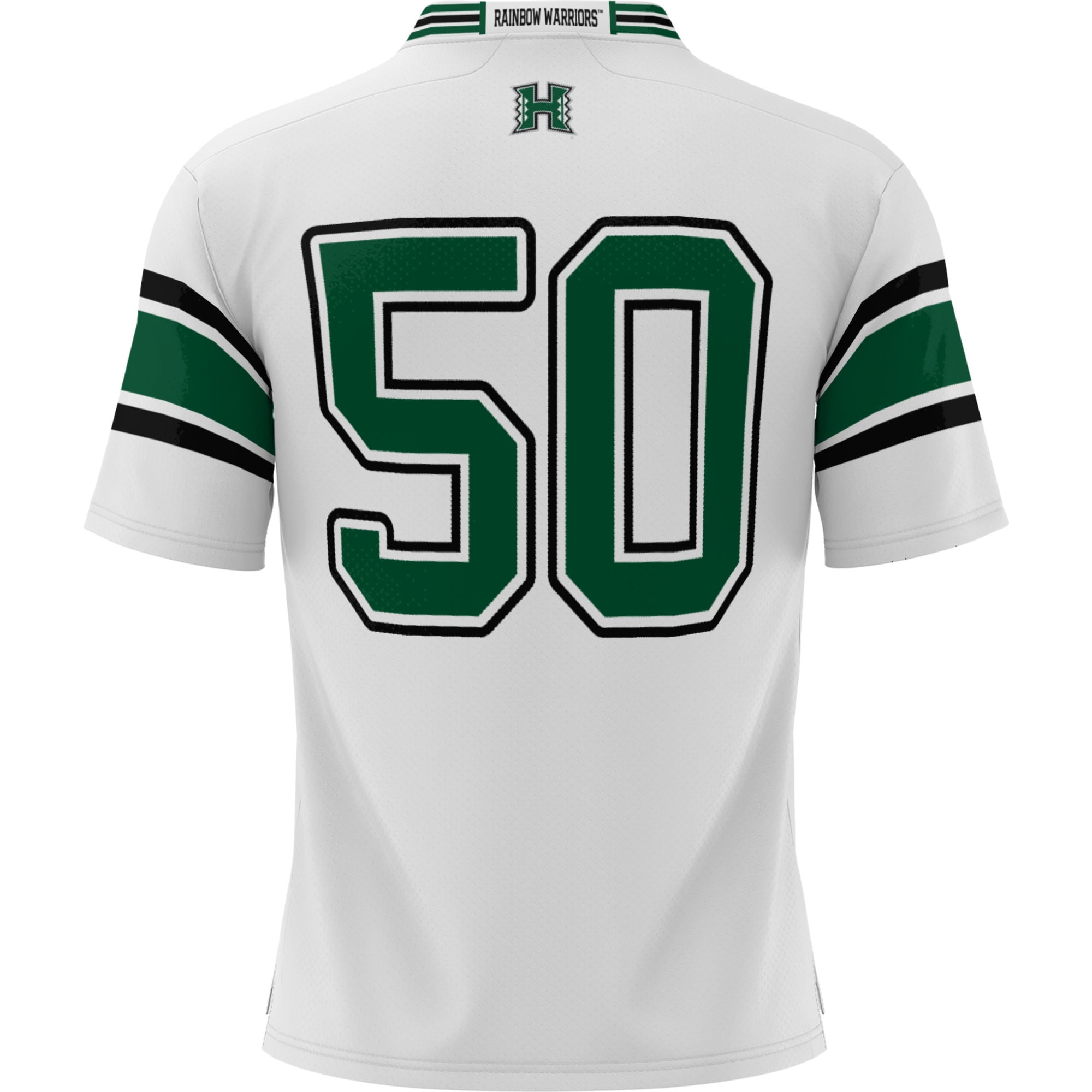#50 Hawaii Rainbow Warriors Youth Football Jersey White - back view