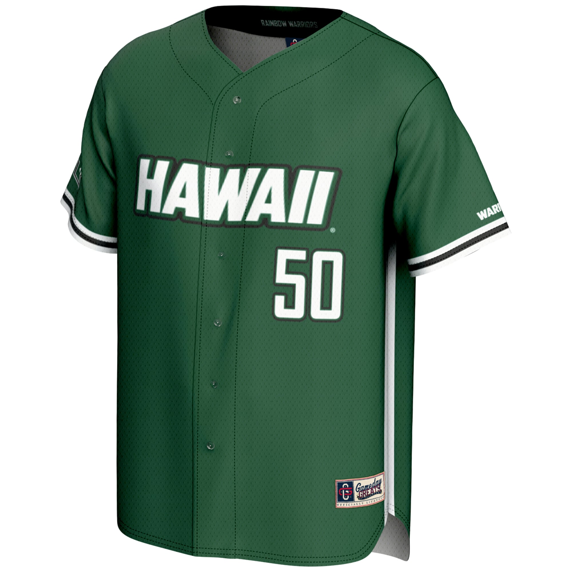 #1 Hawaii Rainbow Warriors Youth Lightweight Baseball Jersey Green - front view