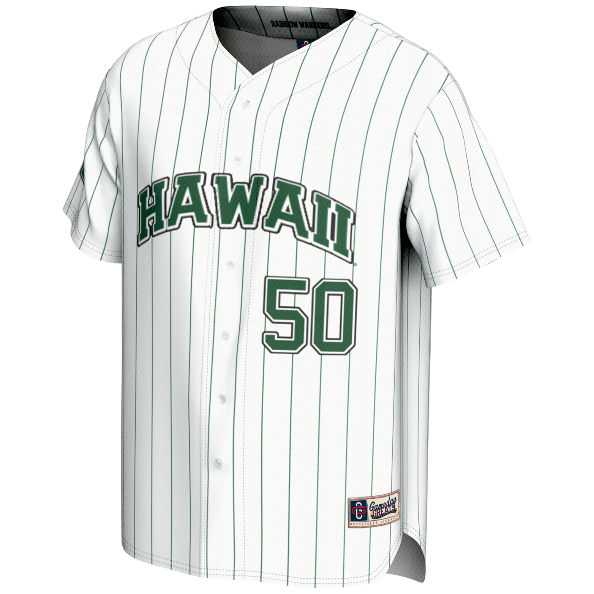 #1 Hawaii Rainbow Warriors Youth Lightweight Baseball Jersey White - front view