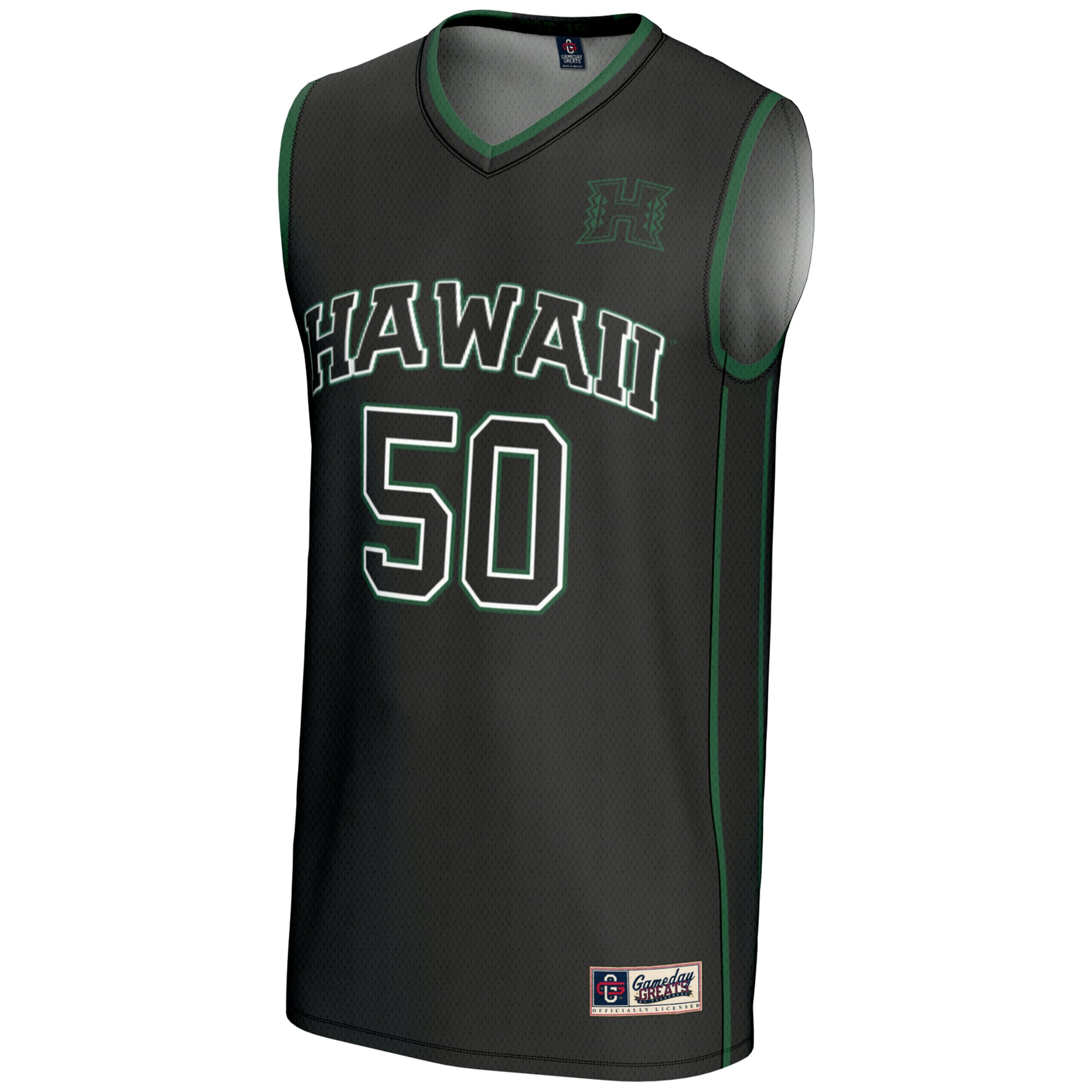 #50 Hawaii Rainbow Warriors Youth Lightweight Basketball Jersey Black - front view