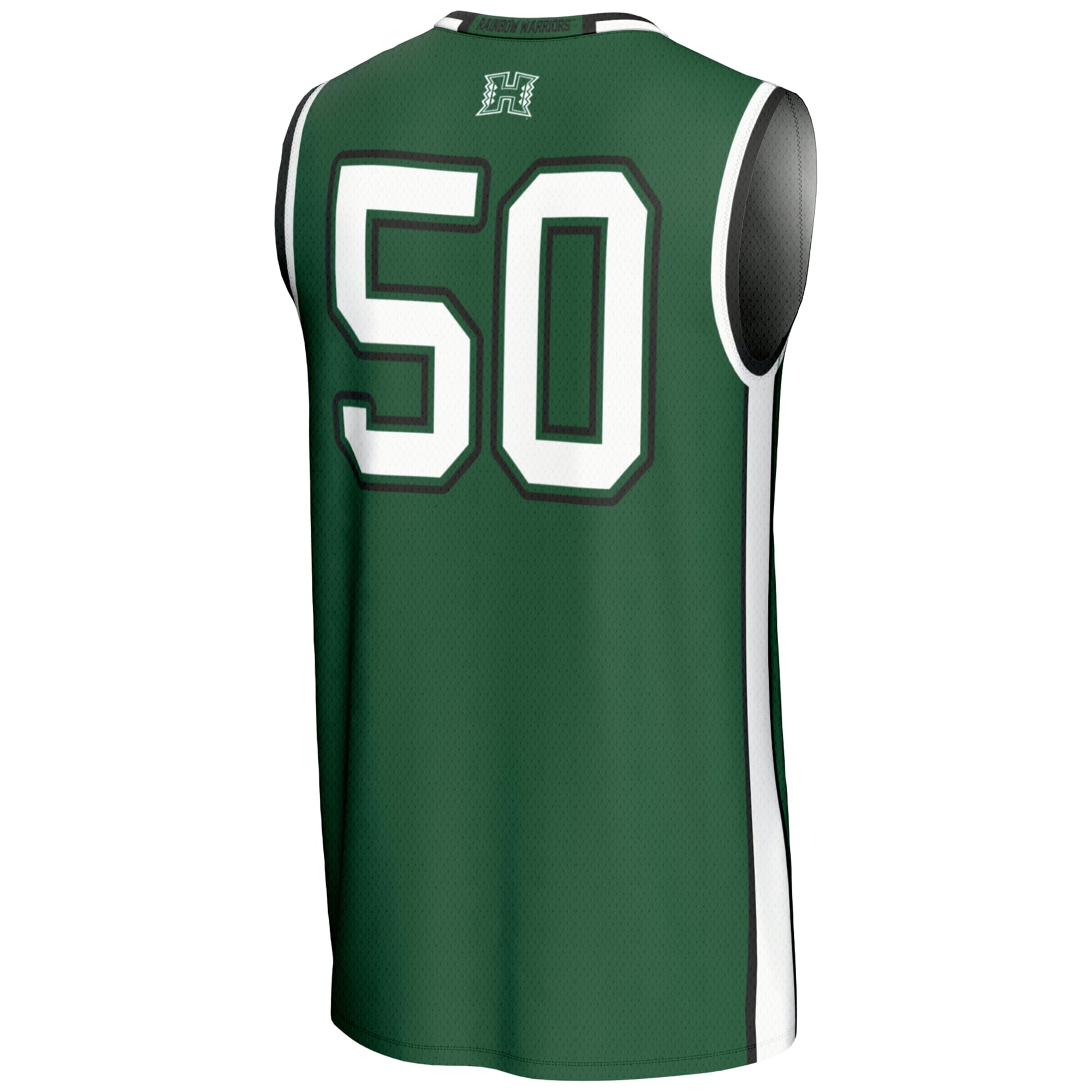 #50 Hawaii Rainbow Warriors Youth Lightweight Basketball Jersey Green - back view