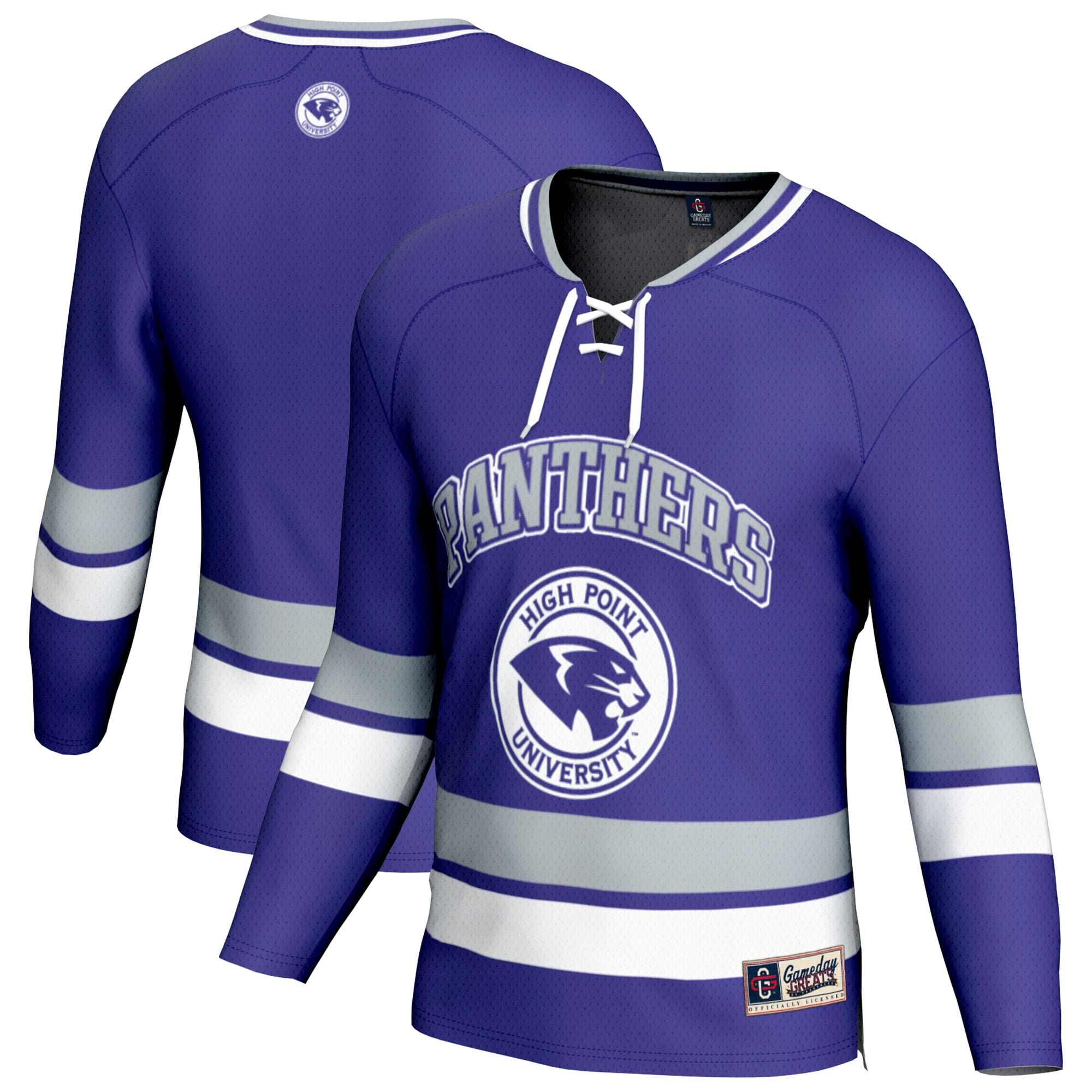 High Point Panthers Hockey Jersey Purple - front and back view