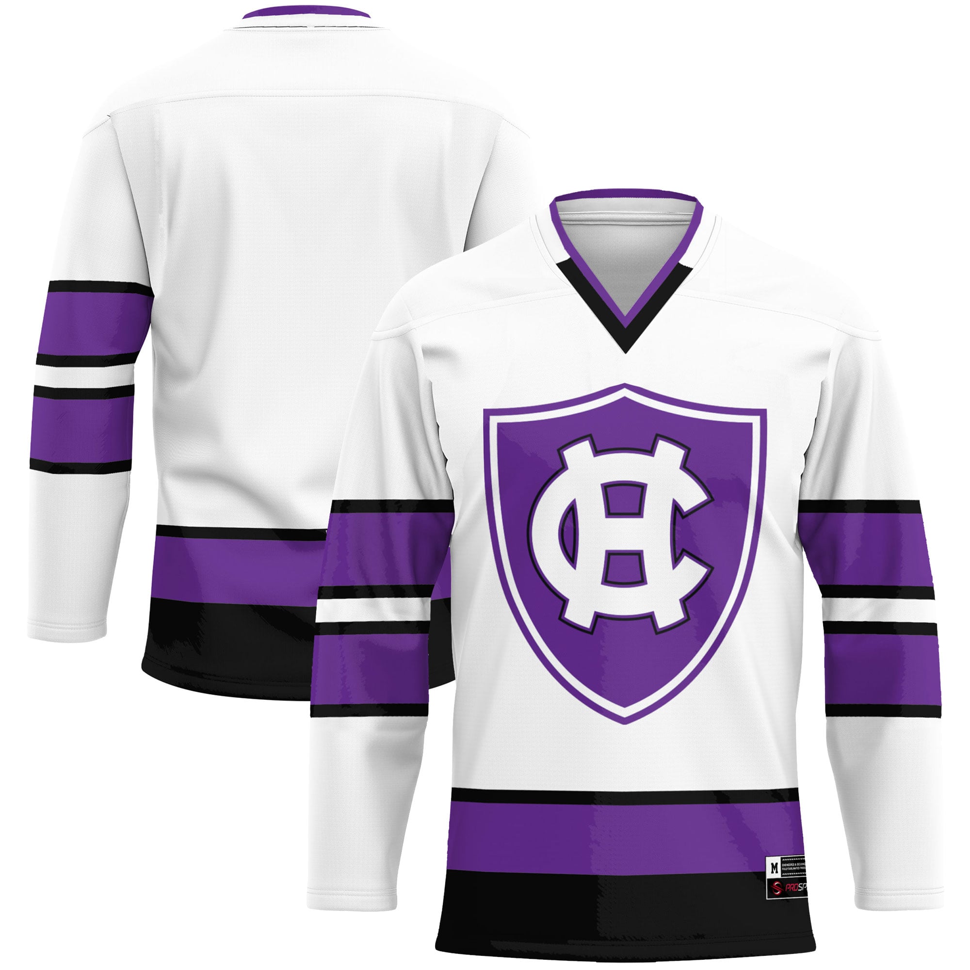 Holy Cross Crusaders Hockey Jersey White - front and back view