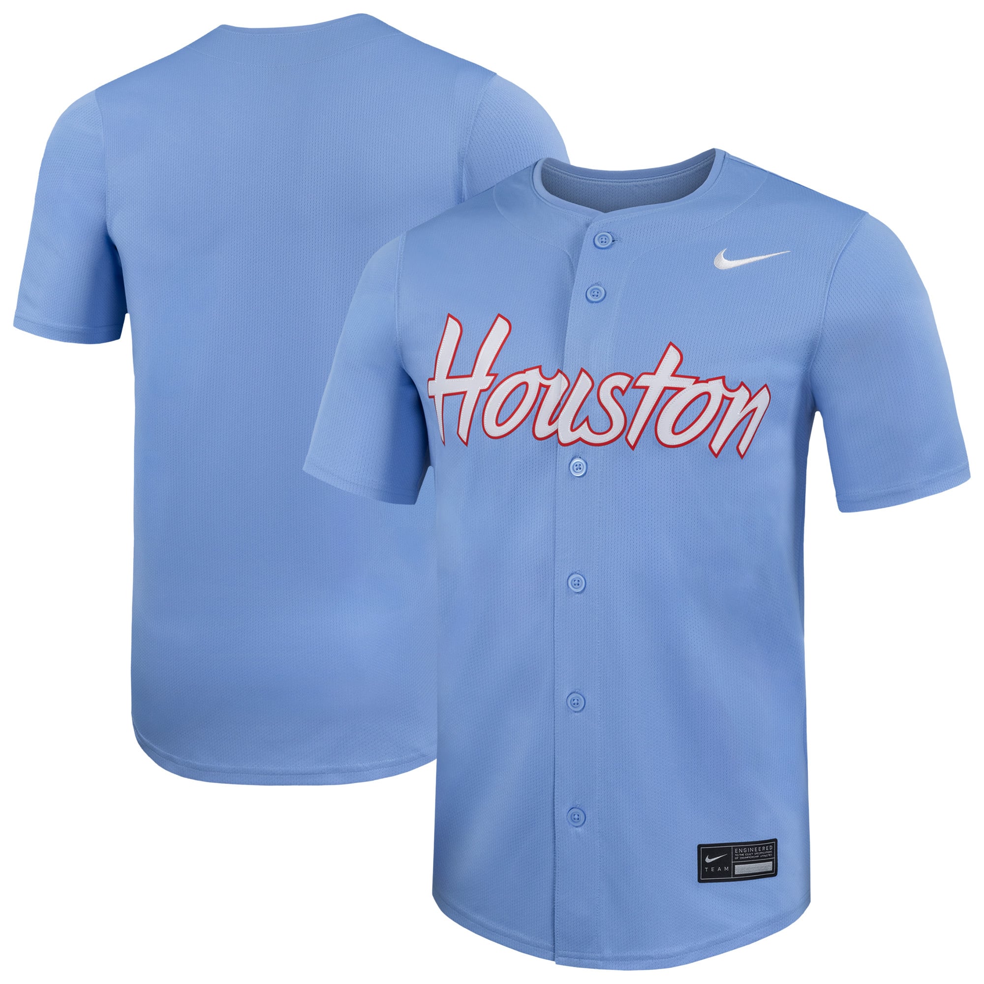 Houston Cougars Baseball Jersey Light Blue - front and back view