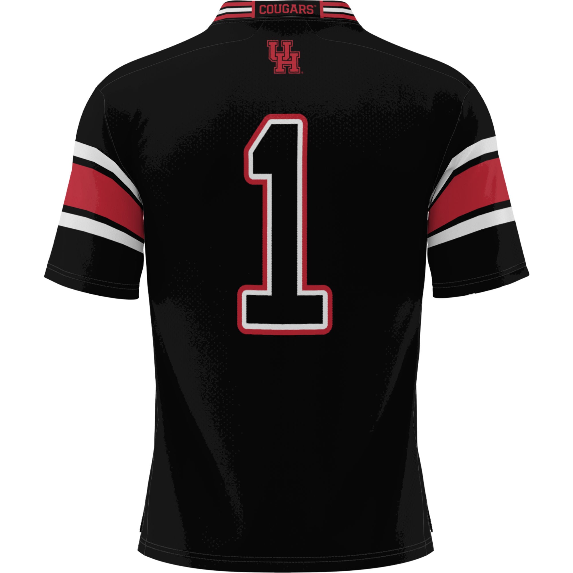 #1 Houston Cougars Youth Football Jersey Black - back view