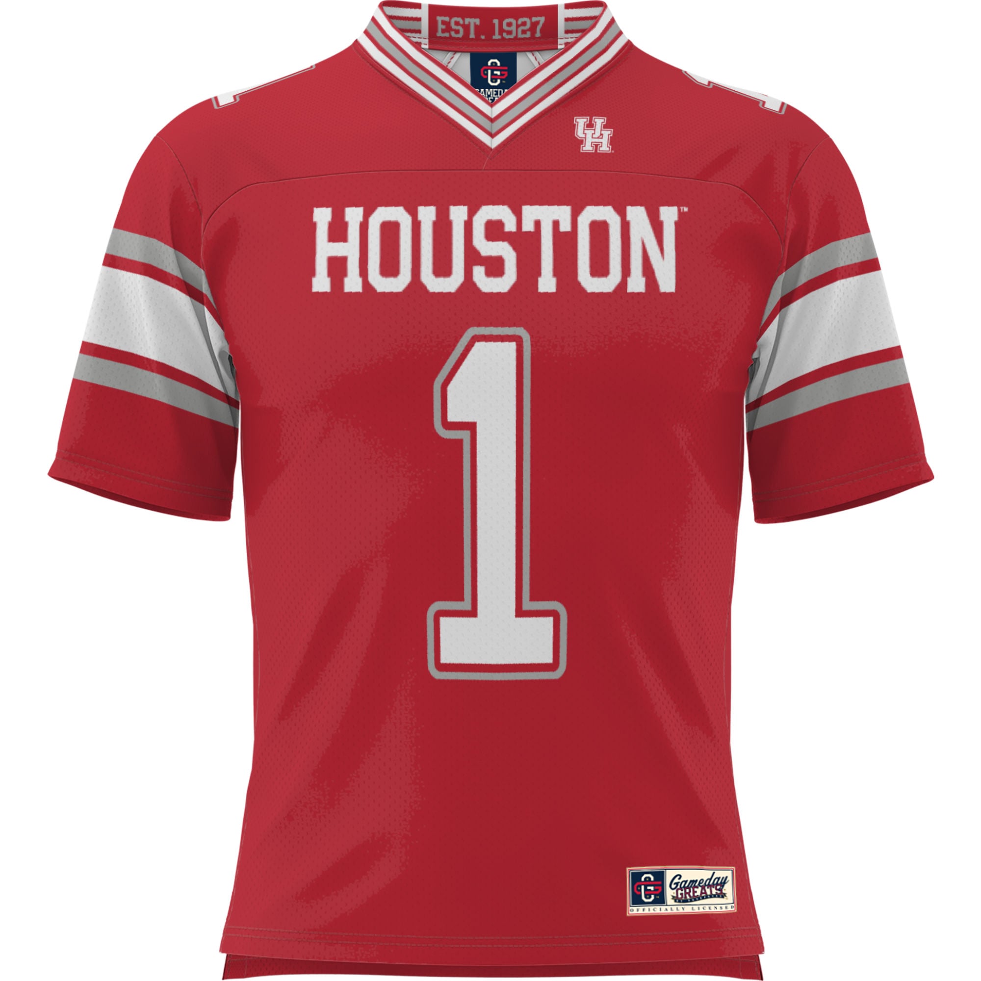 #1 Houston Cougars Youth Football Jersey Red - front view