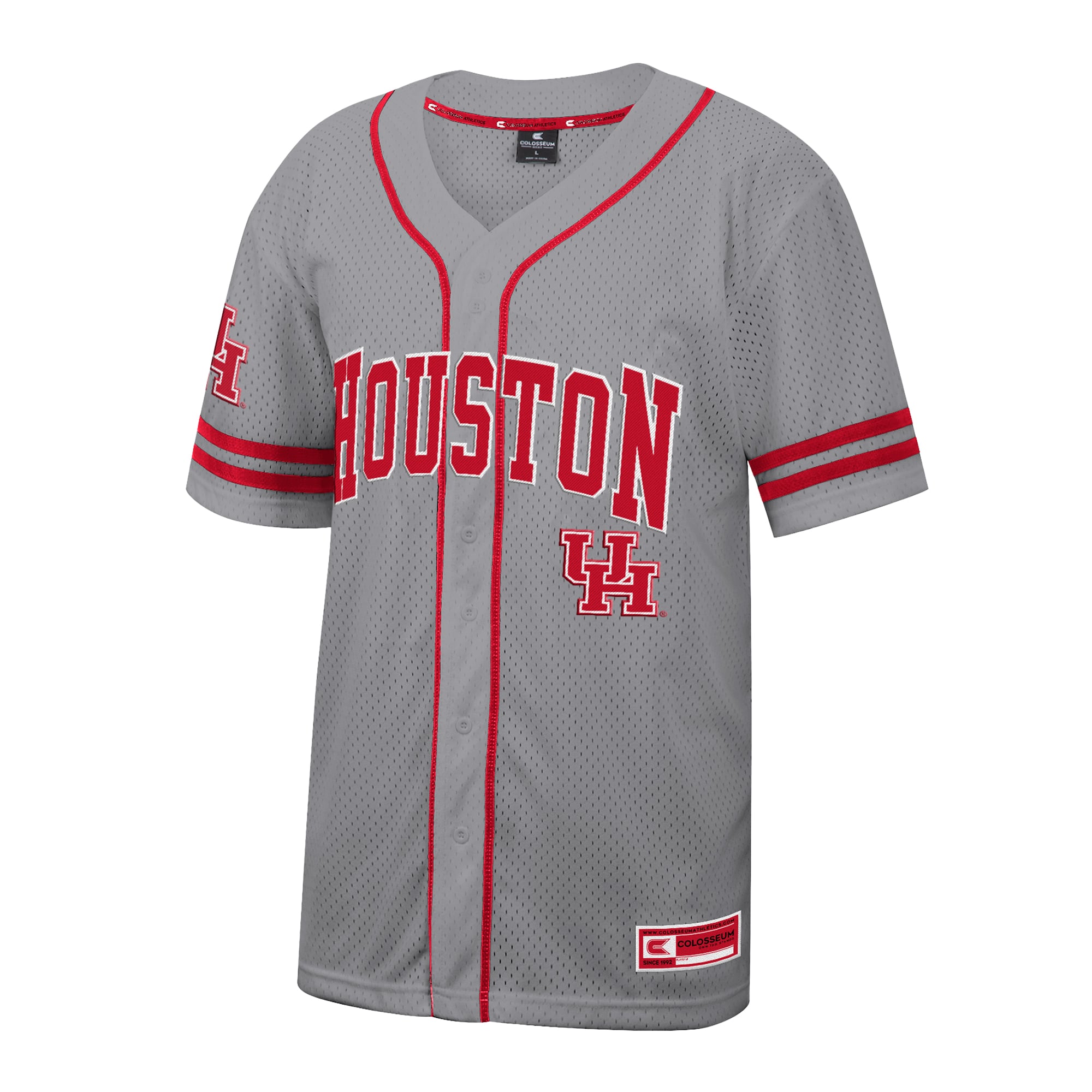 Houston Cougars Free Spirited Baseball Jersey Gray - front view