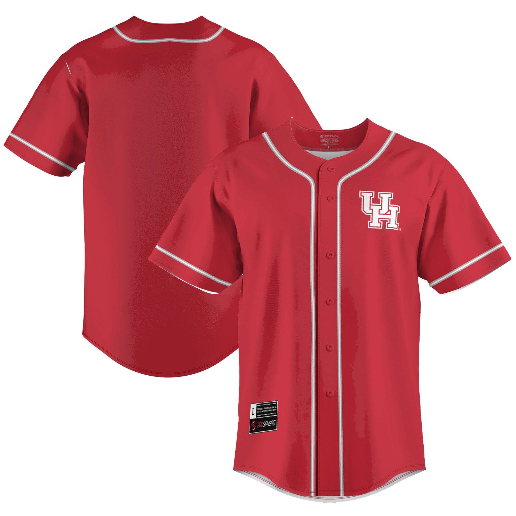 Houston Cougars Lightweight Baseball Jersey Red - front and back view