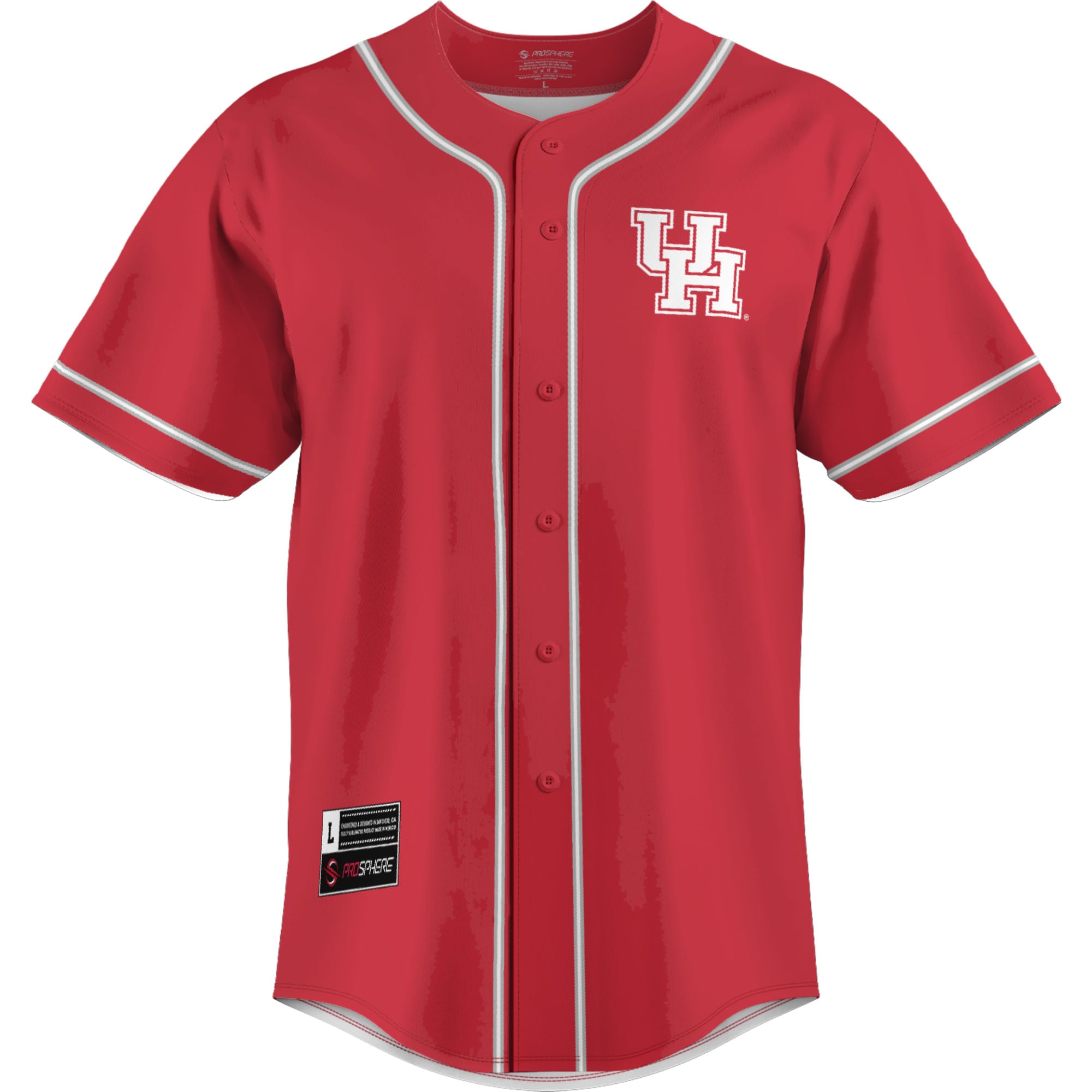 Houston Cougars Lightweight Baseball Jersey Red - front view