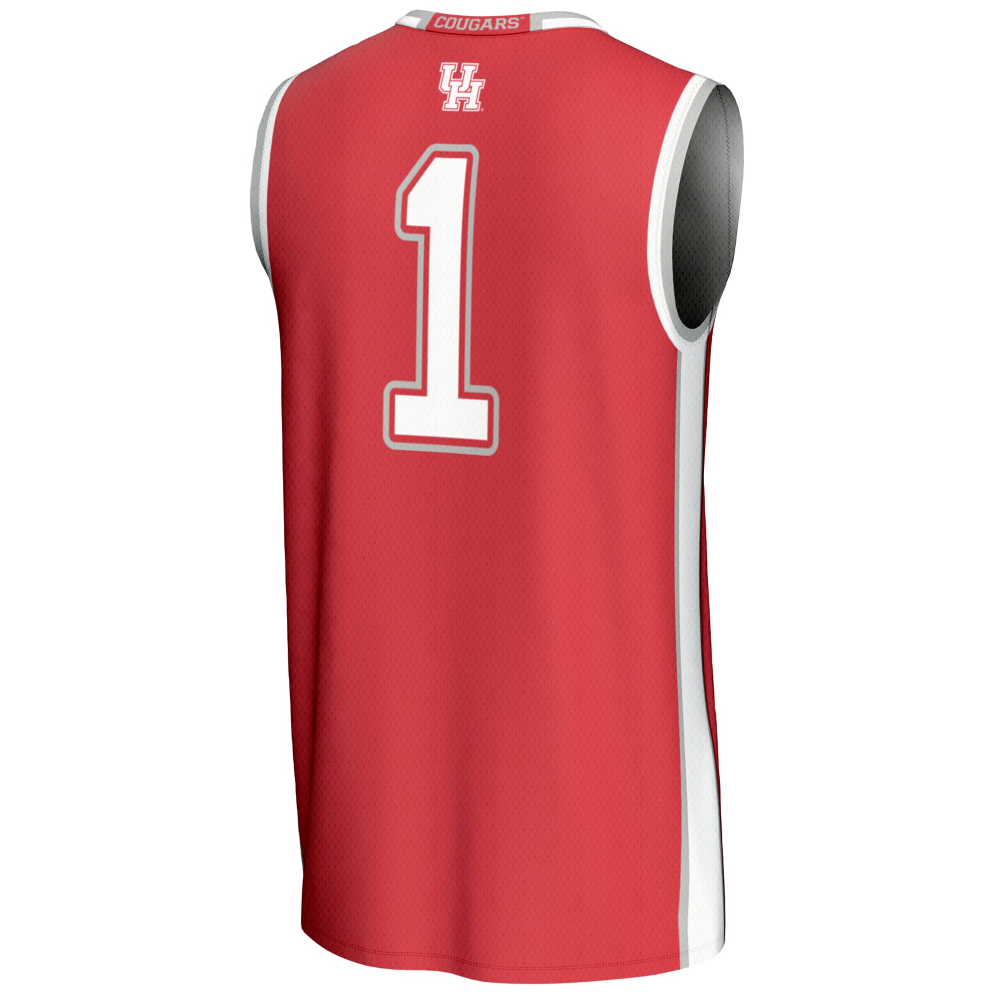 #1 Houston Cougars Lightweight Basketball Jersey Red - back view