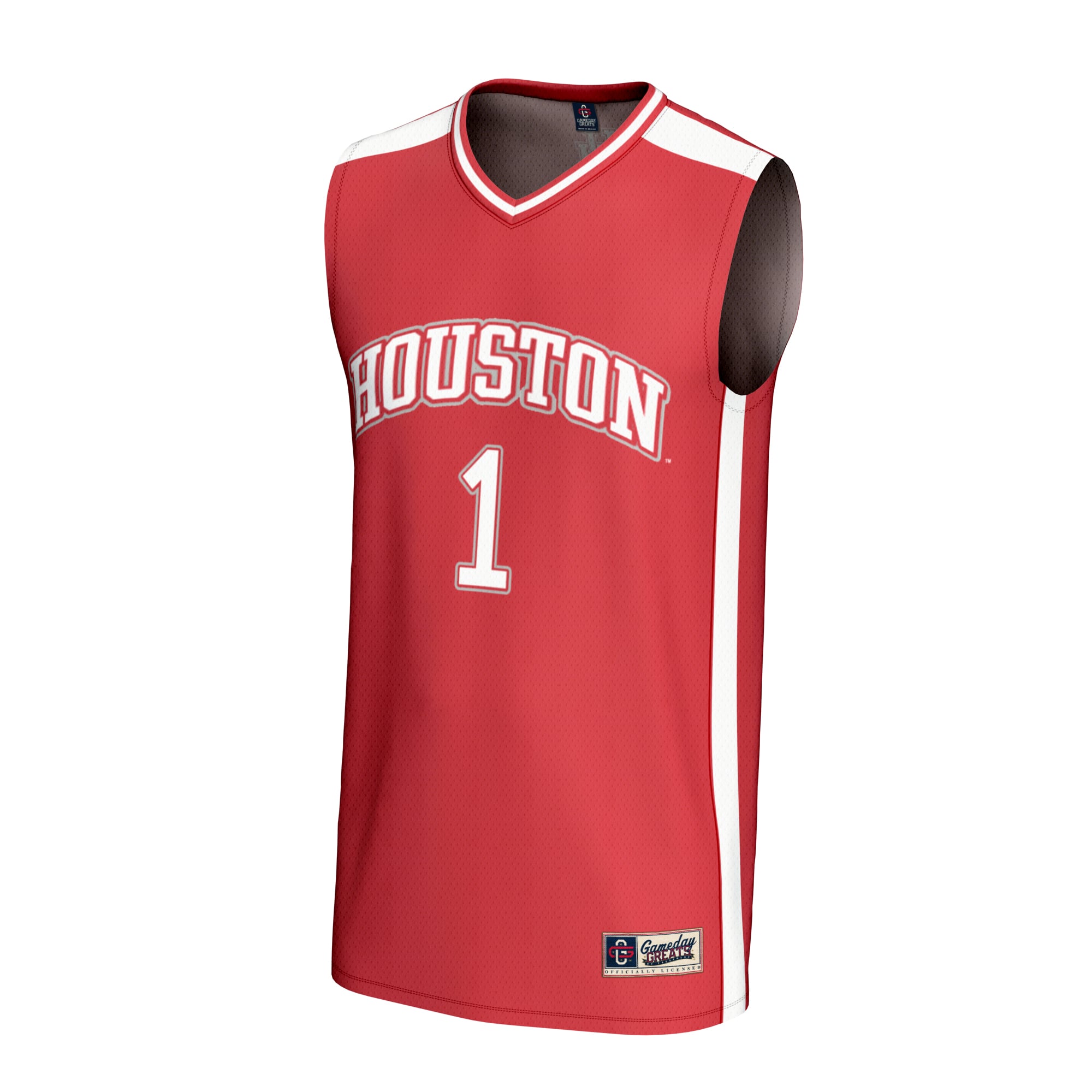 #1 Houston Cougars Unisex Lightweight Basketball Fashion Jersey Red - front view