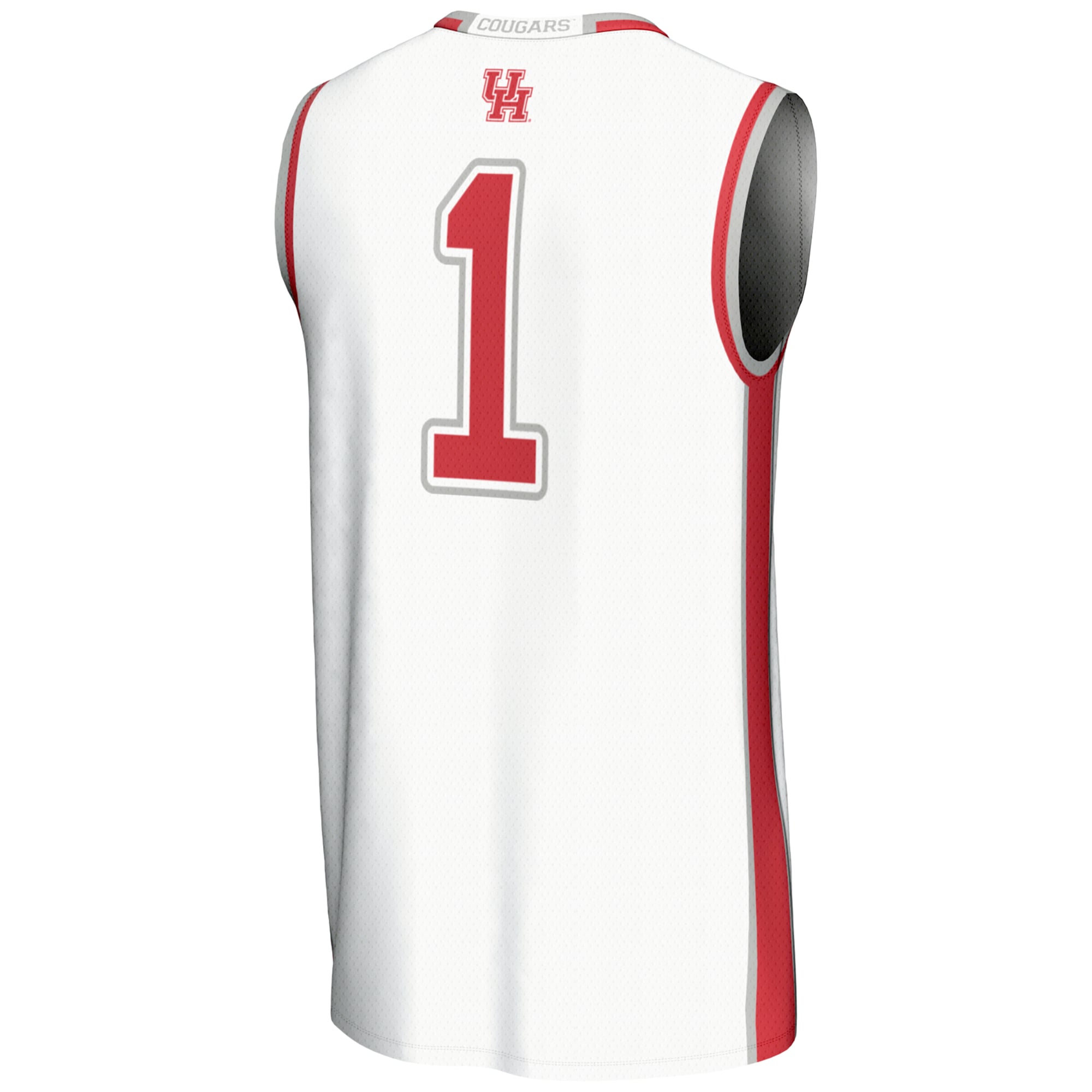 #1 Houston Cougars Unisex Lightweight Basketball Jersey White - back view