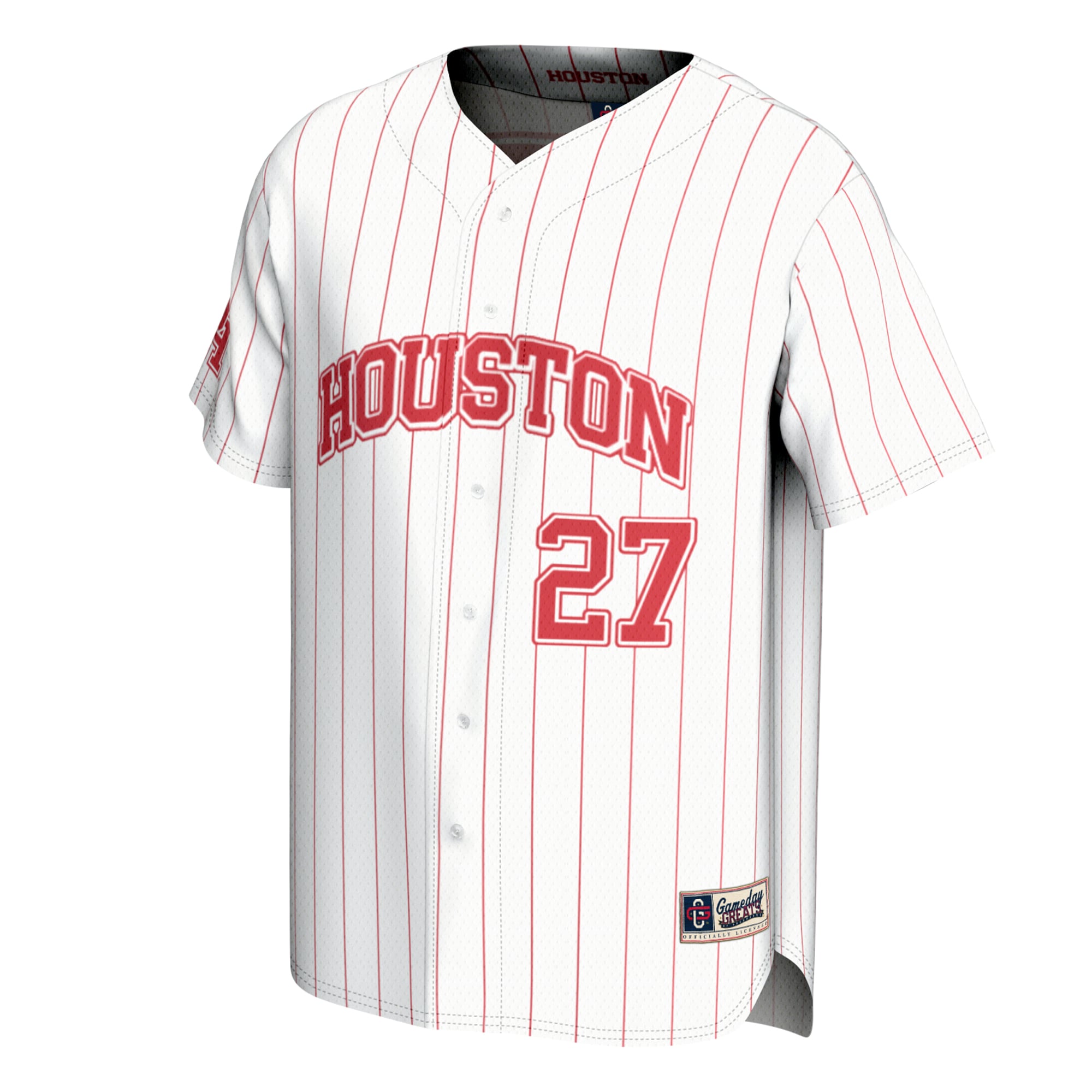 Houston Cougars Unisex Lightweight Collegiate Baseball Fashion Jersey White - front view