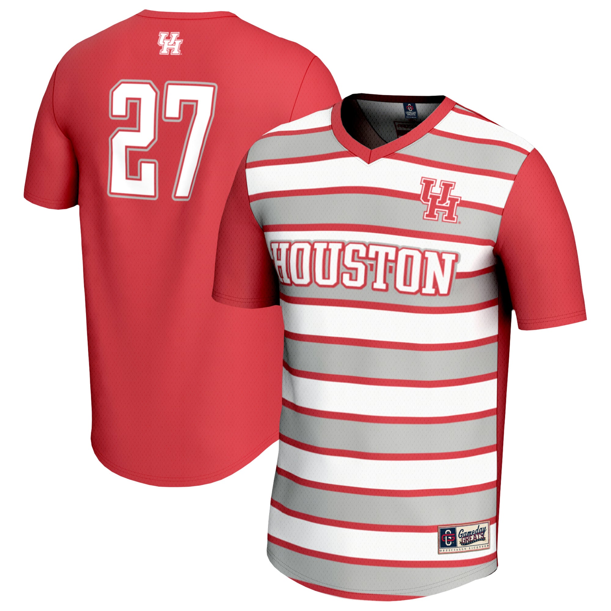#27 Houston Cougars Unisex Lightweight Soccer Fashion Jersey Red - front and back view