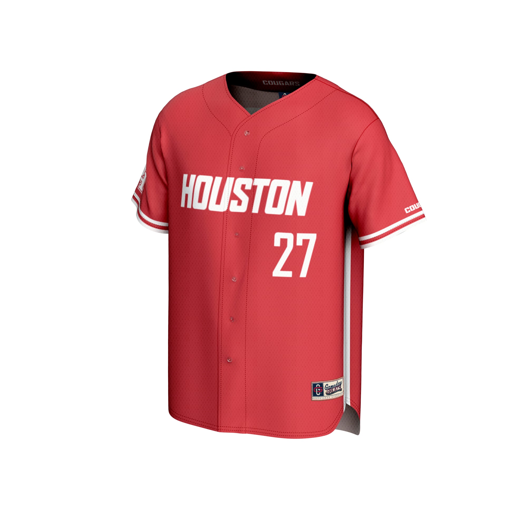 #27 Houston Cougars Youth Lightweight Collegiate Baseball Fashion Jersey Red - front view