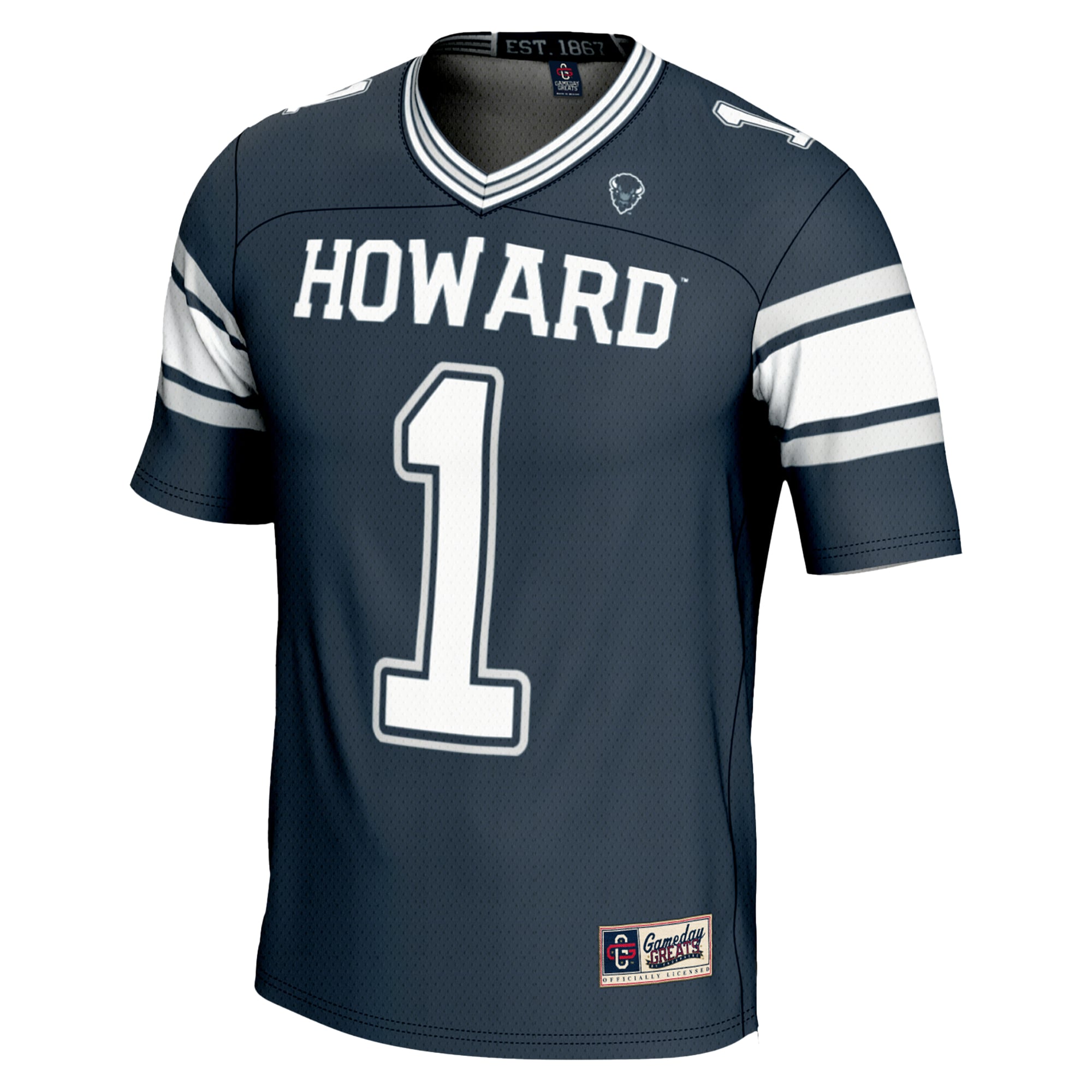 #1 Howard Bison Endzone Football Jersey Navy - back view