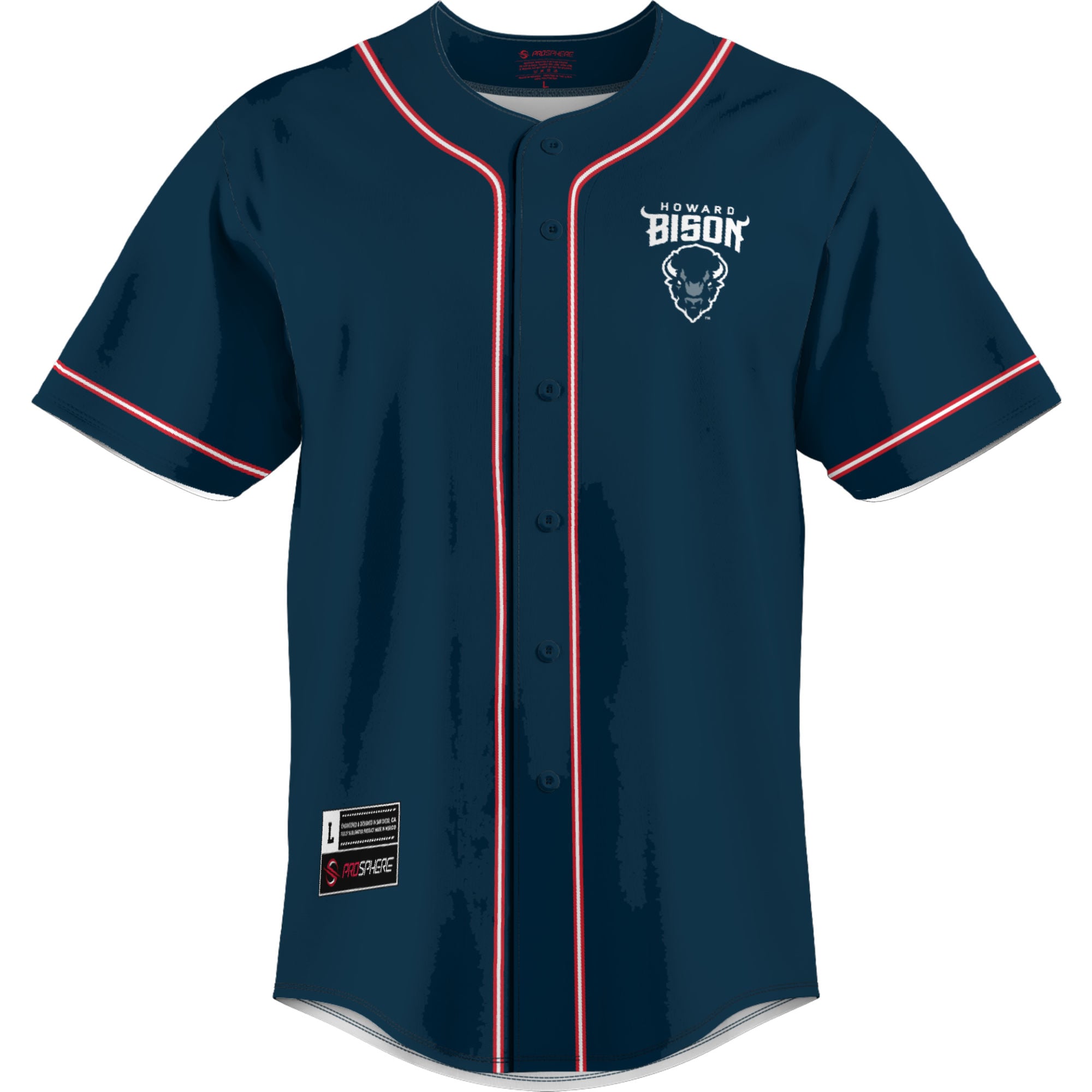 Howard Bison Lightweight Baseball Jersey Blue - front view